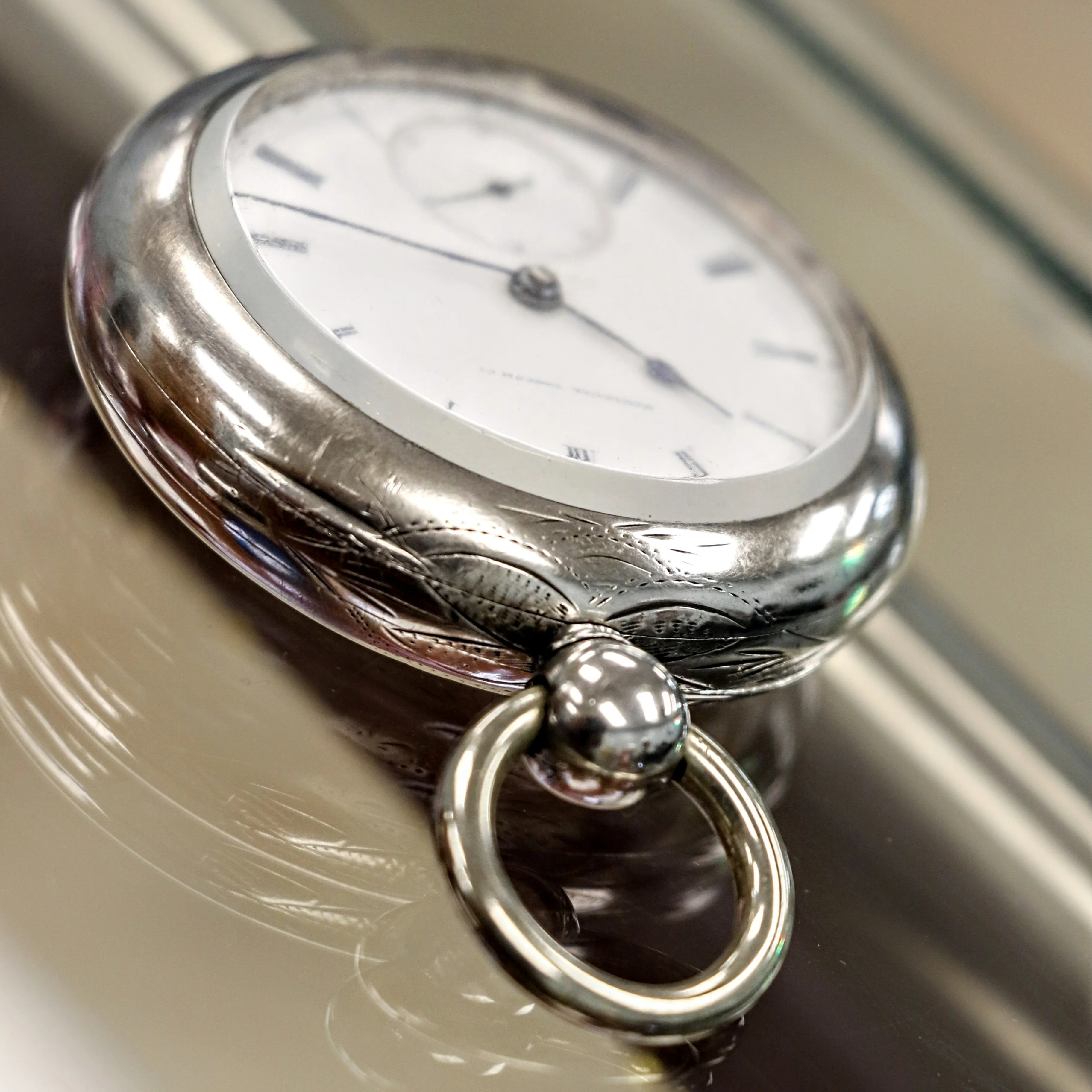 Antique 1868 ELGIN Grade 57 G.M. Wheeler Pocket Watch - Key Wind Silver Open Case - Image 4