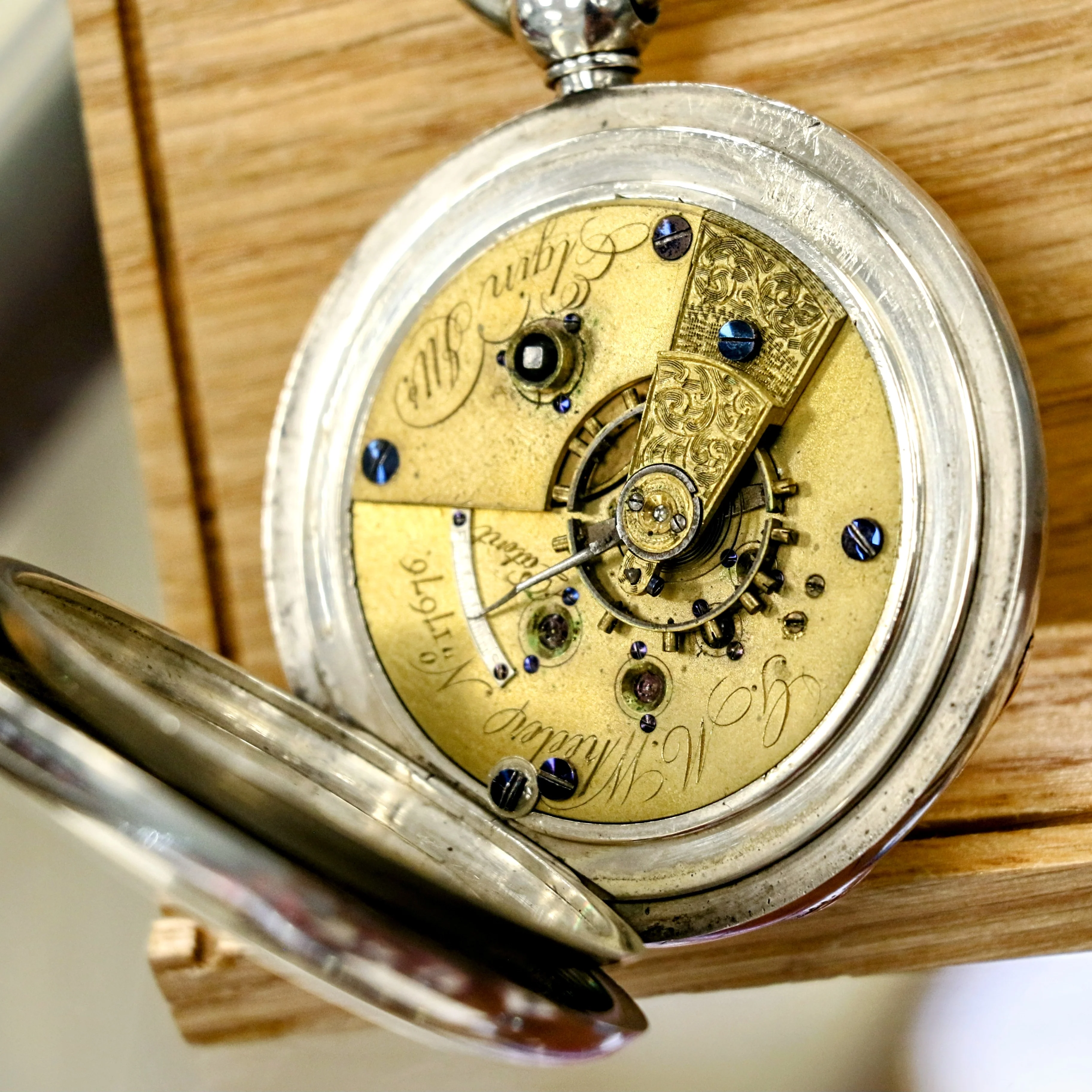 Antique 1868 ELGIN Grade 57 G.M. Wheeler Pocket Watch - Key Wind Silver Open Case - Image 8