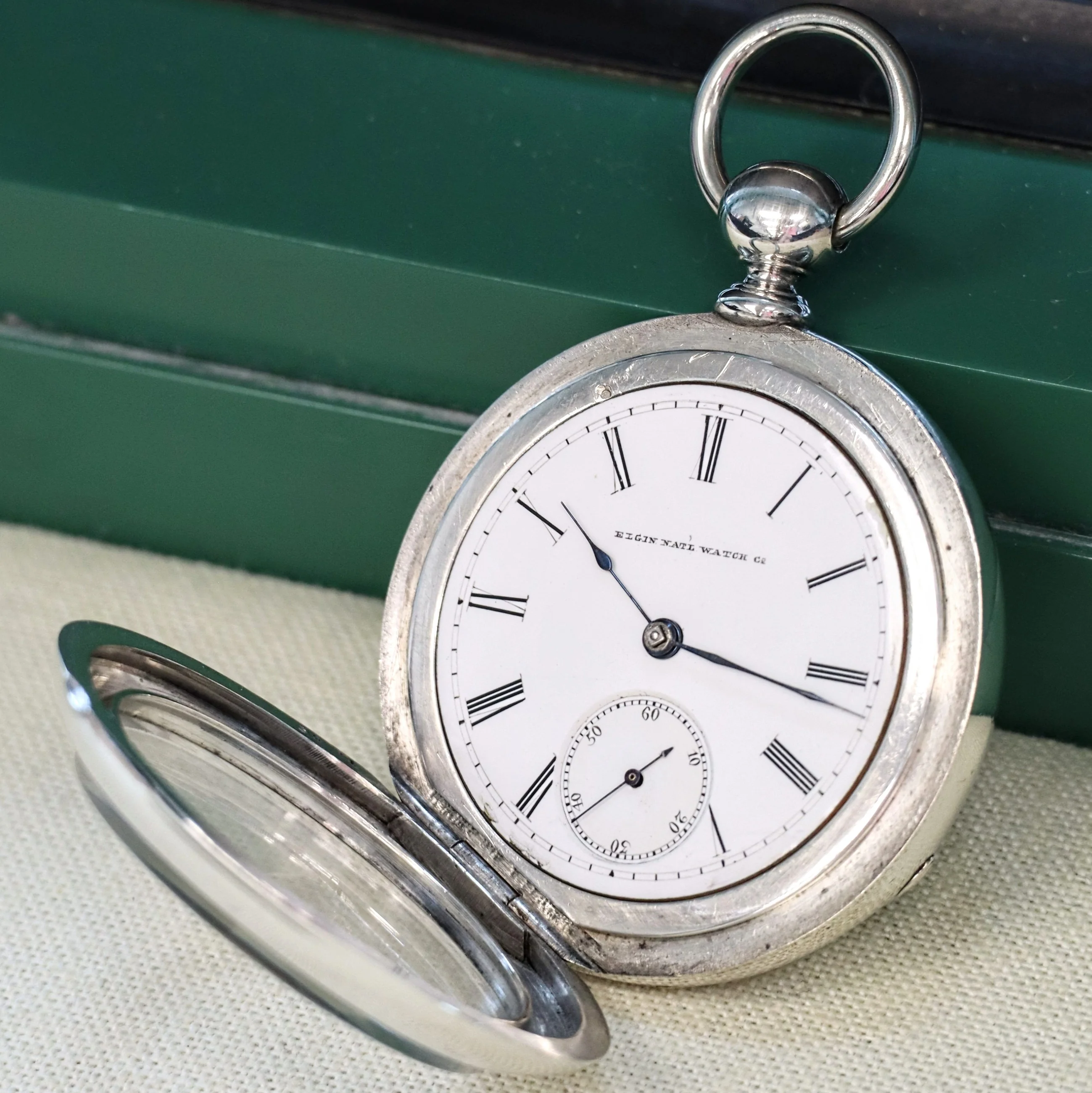 1883 ELGIN Pocket Watch Openface 18s Grade 81 Key Wind 13 Jewels Coin Silver Case - Image 12