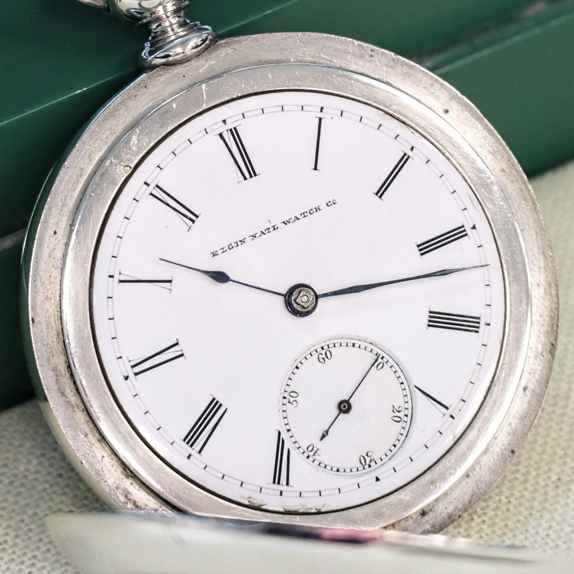 1883 ELGIN Pocket Watch Openface 18s Grade 81 Key Wind 13 Jewels Coin Silver Case - Image 15