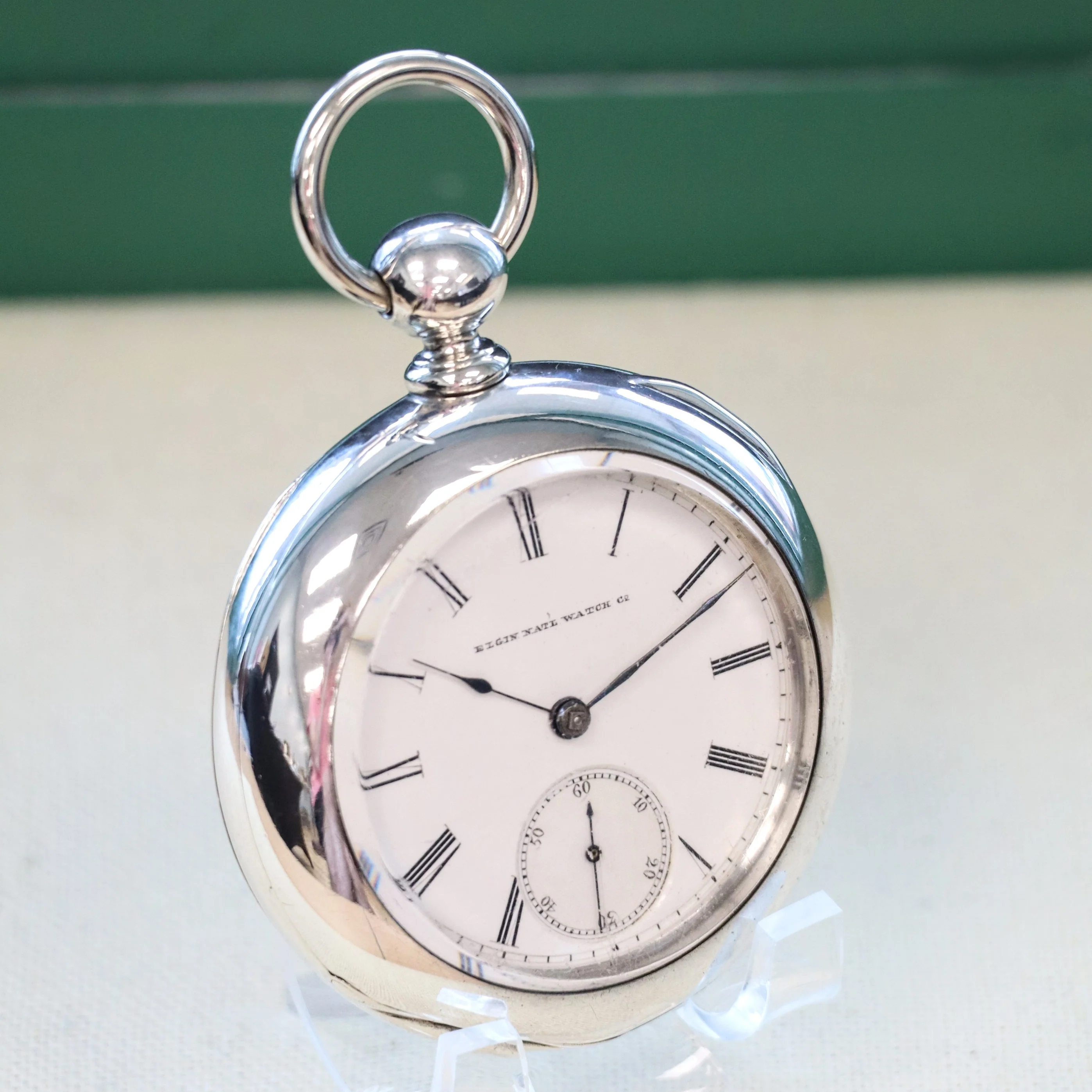 1883 ELGIN Pocket Watch Openface 18s Grade 81 Key Wind 13 Jewels Coin Silver Case - Image 3