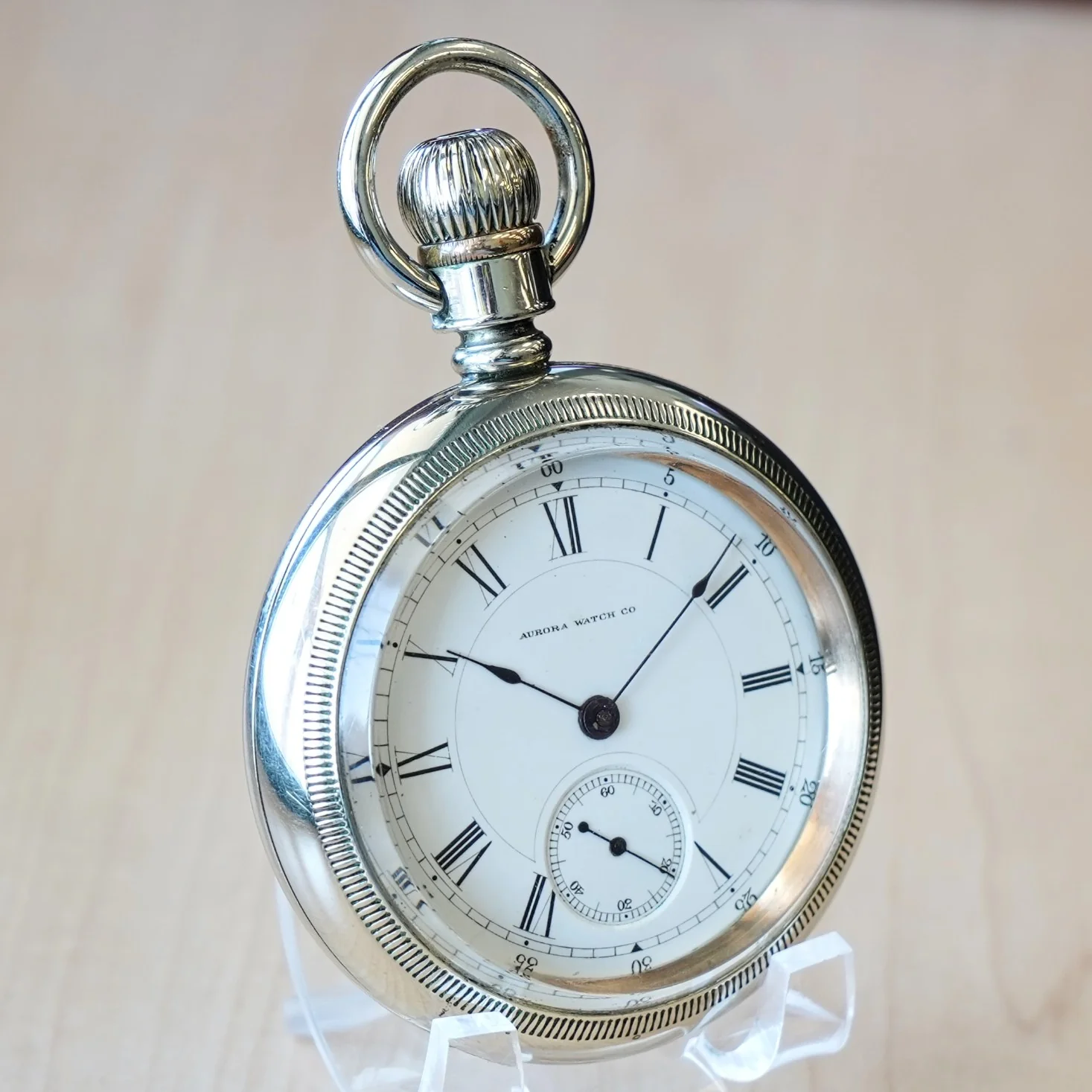 1885 AURORA Pocket Watch 18s Lever Set 11 Jewels Proximity 148 Made in USA - Image 2