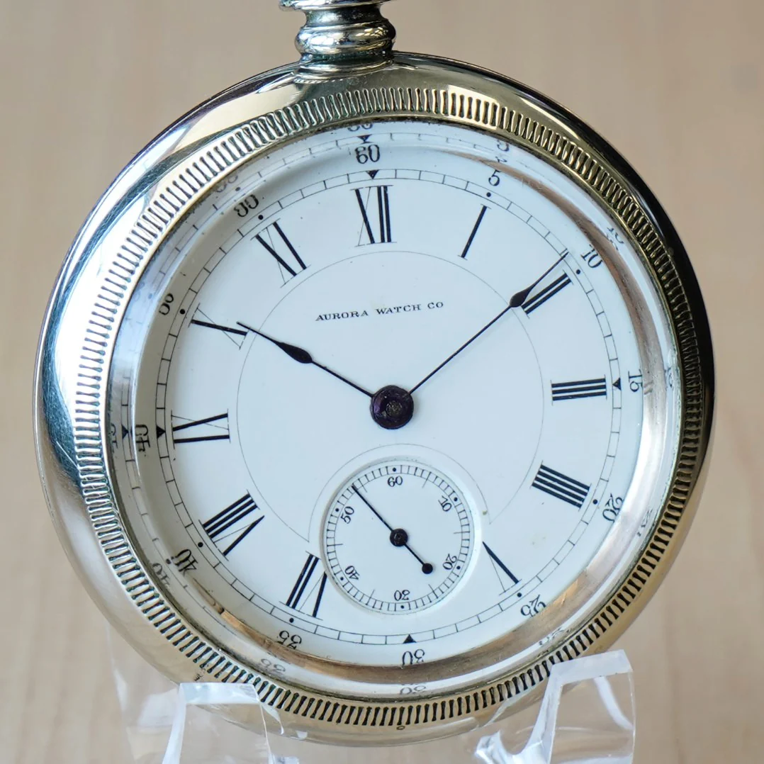 1885 AURORA Pocket Watch 18s Lever Set 11 Jewels Proximity 148 Made in USA - Image 3
