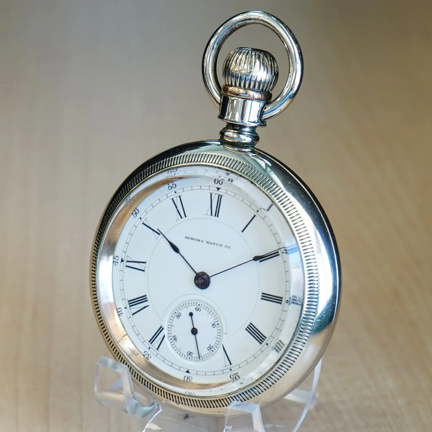 1885 AURORA Pocket Watch 18s Lever Set 11 Jewels Proximity 148 Made in USA - Image 4