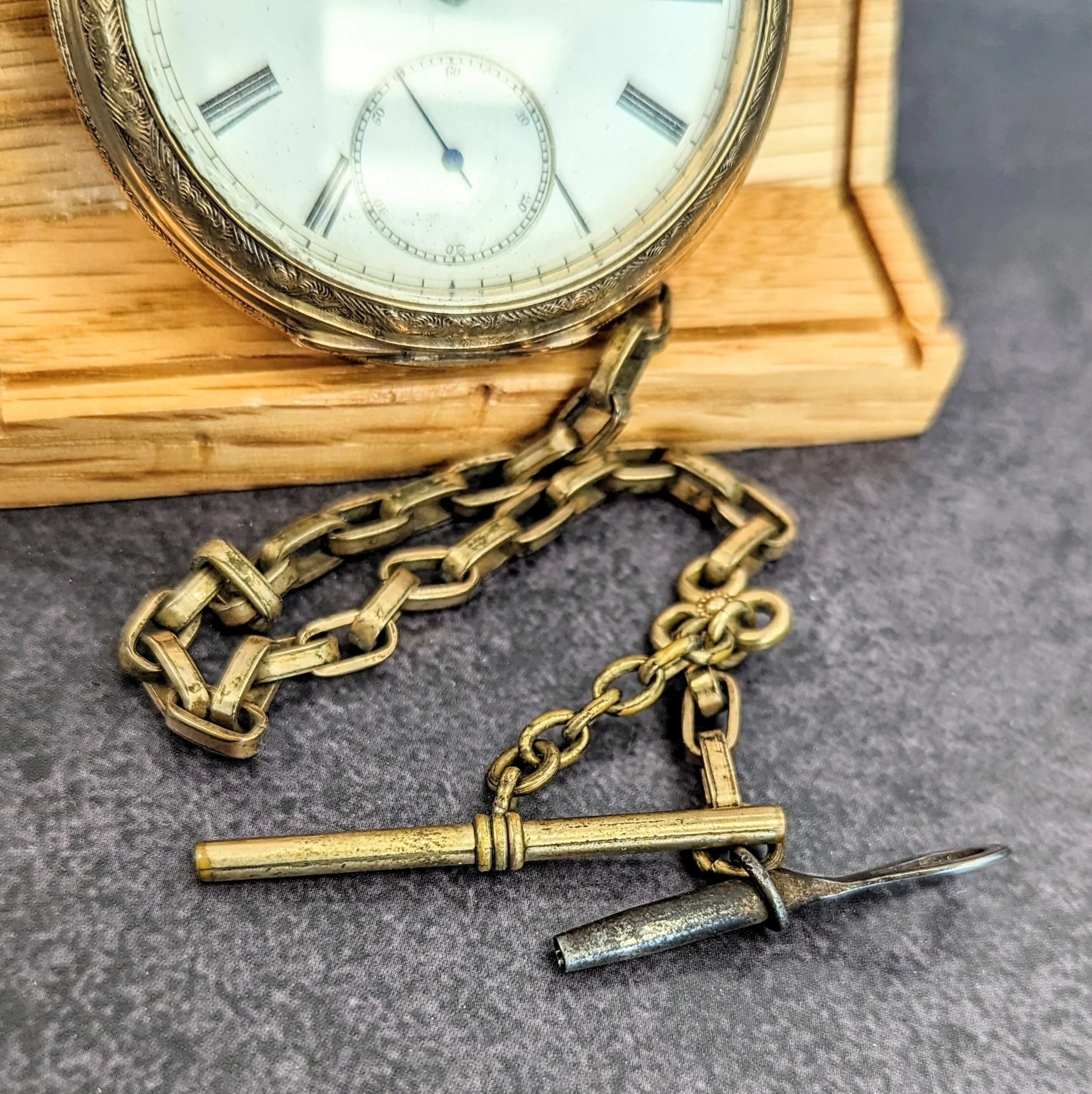 1885 Elgin Pocket Watch 18s G.M. Wheeler Grade 81 Key Wind 15 Jewels G.F. Case - With Chain & Key - Image 7