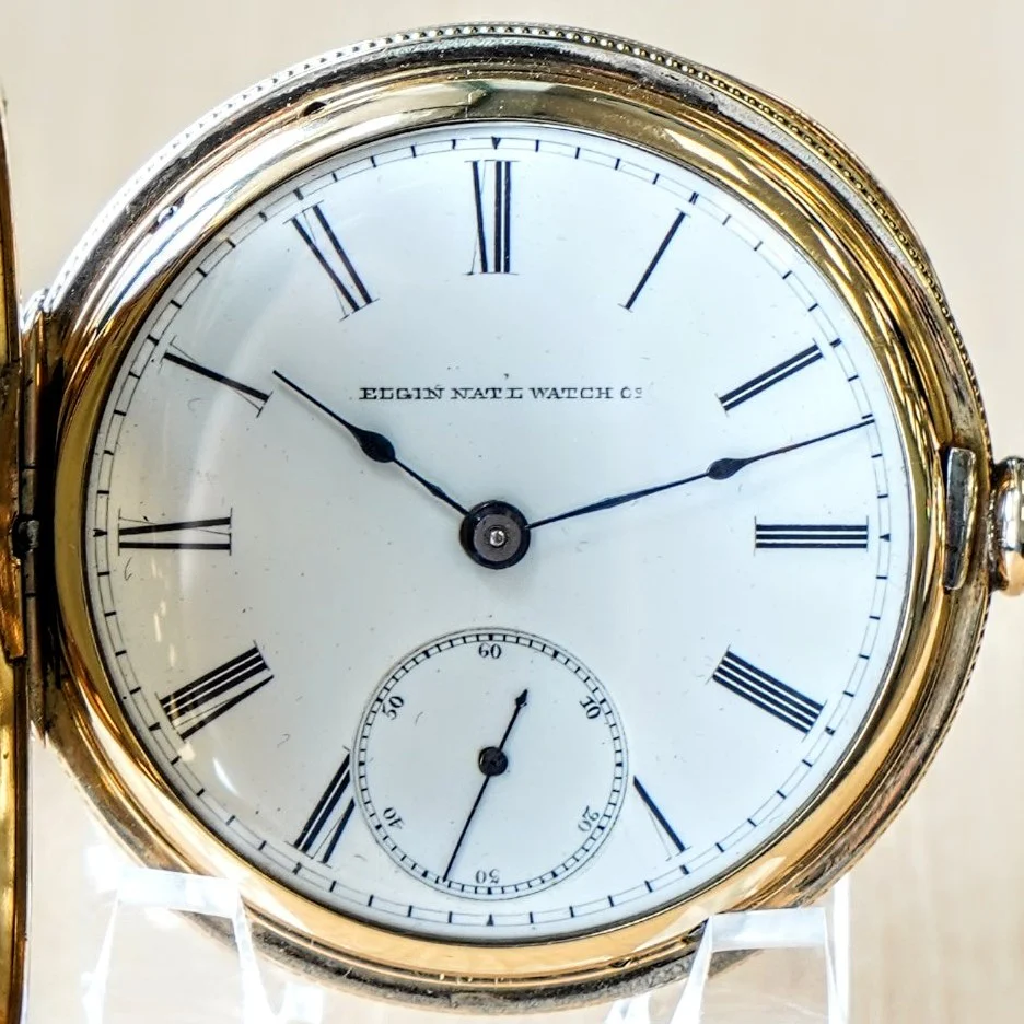 1887 ELGIN Pocket Watch 18s 11 Jewels Grade 10 GF Engraved Hunter Case - Roman Numerals - Image 2