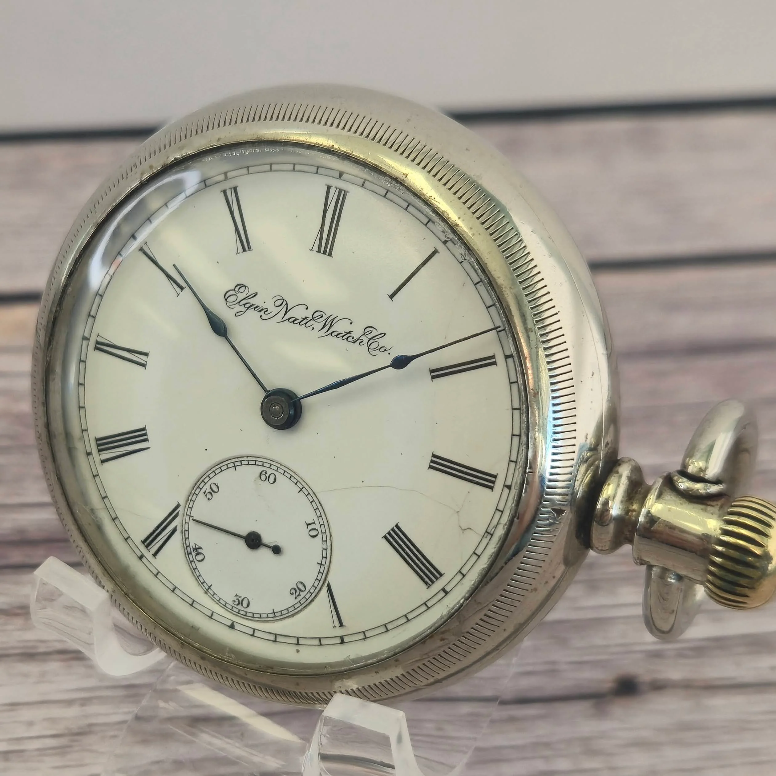 1894 Elgin Pocket Watch 18s Open face Grade 10 11 Jewels Lever Set Roman Numerals - Image 4