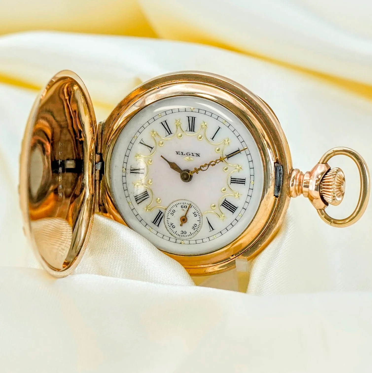 1898 Elgin Dress Ladies Pocket Watch 0s 15 Jewels Grade 129 Fancy Case & Dial GF Hunter Case - Image 3