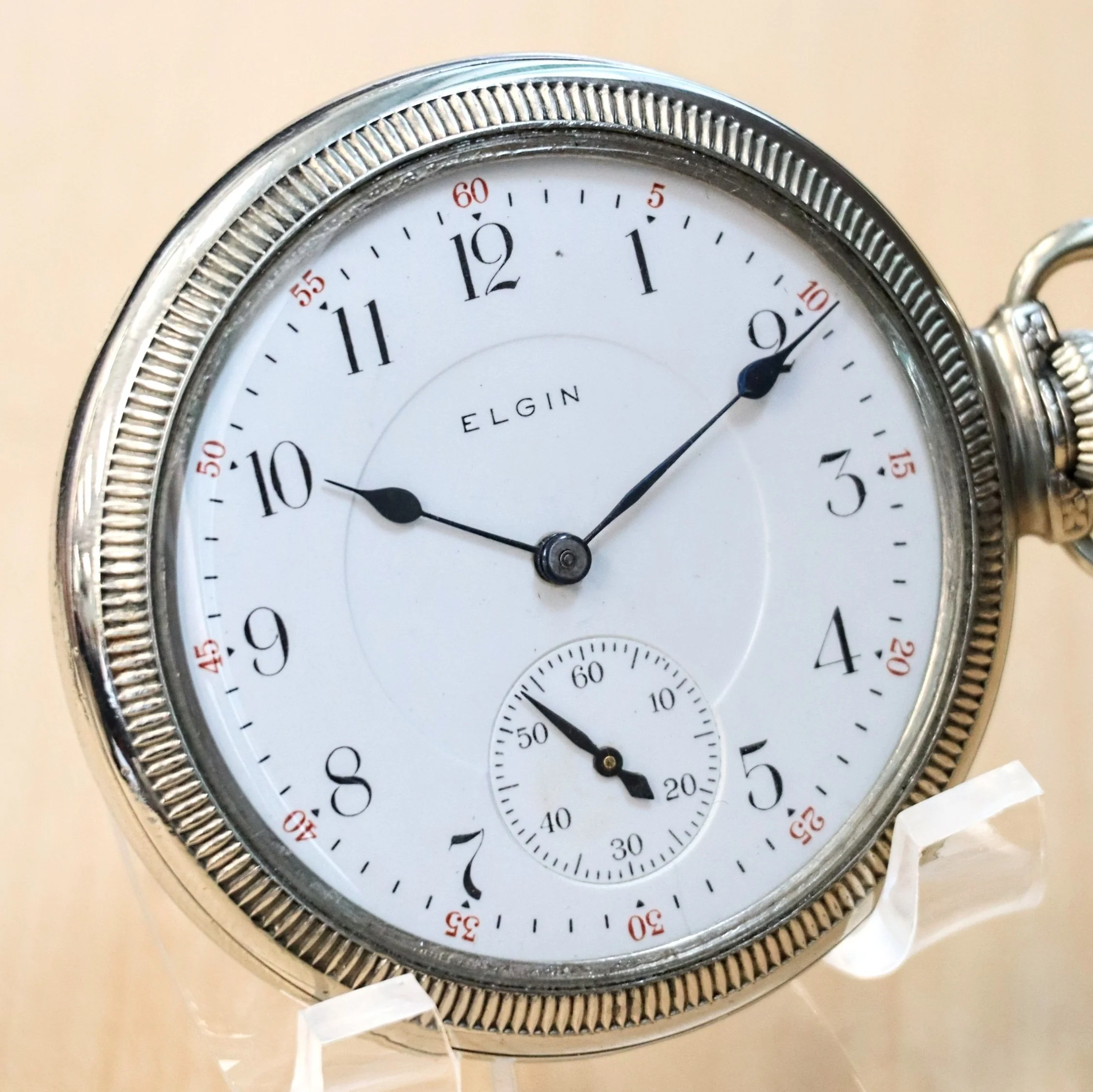 1904 ELGIN Pocket Watch Openface 16s Grade 241 17 Jewels Adjusted 14K White G.F. - Image 4