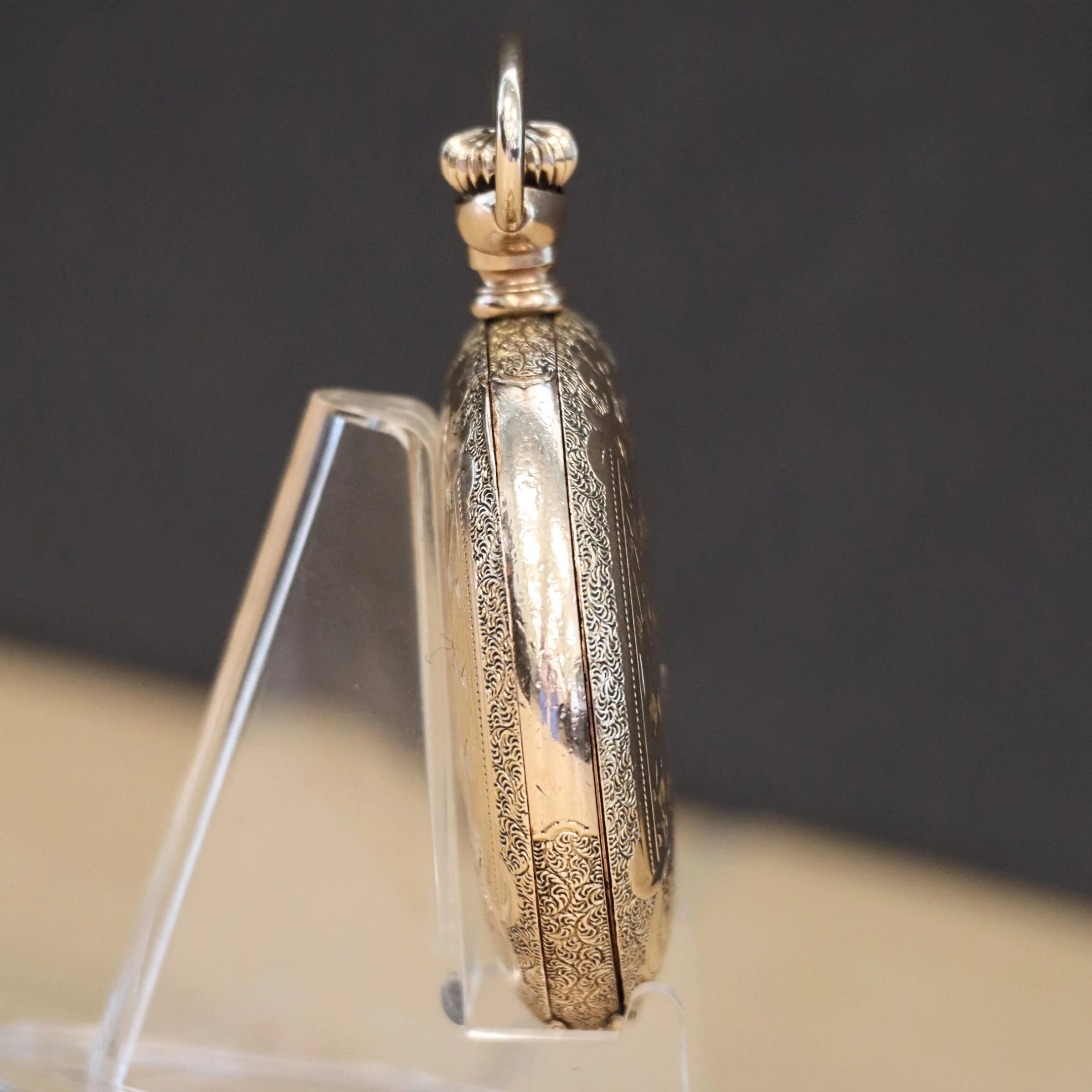 1905 ELGIN Ladies Pocket Watch Hunter Case 0s 7 Jewels Grade 320 Fancy Engraved Decorative Case - Image 10