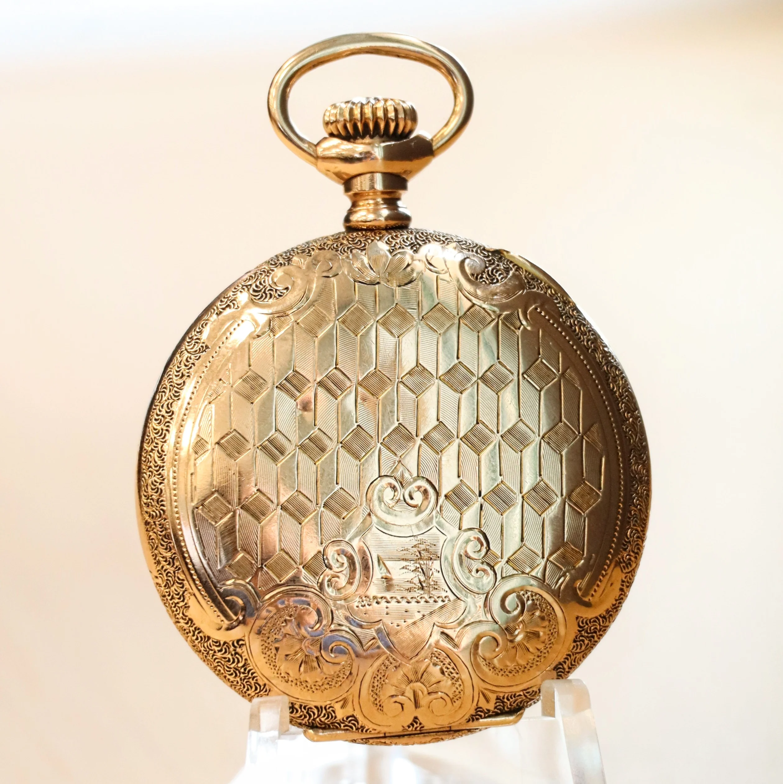 1905 ELGIN Ladies Pocket Watch Hunter Case 0s 7 Jewels Grade 320 Fancy Engraved Decorative Case - Image 11