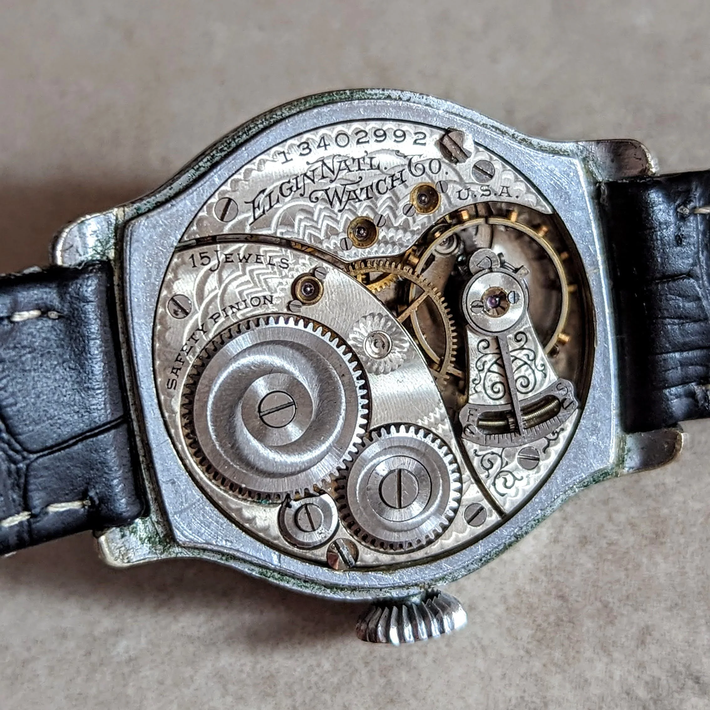 1908 ELGIN Transitional Wristwatch 15J Grade 355 U.S.A. Art Deco Watch - Image 15
