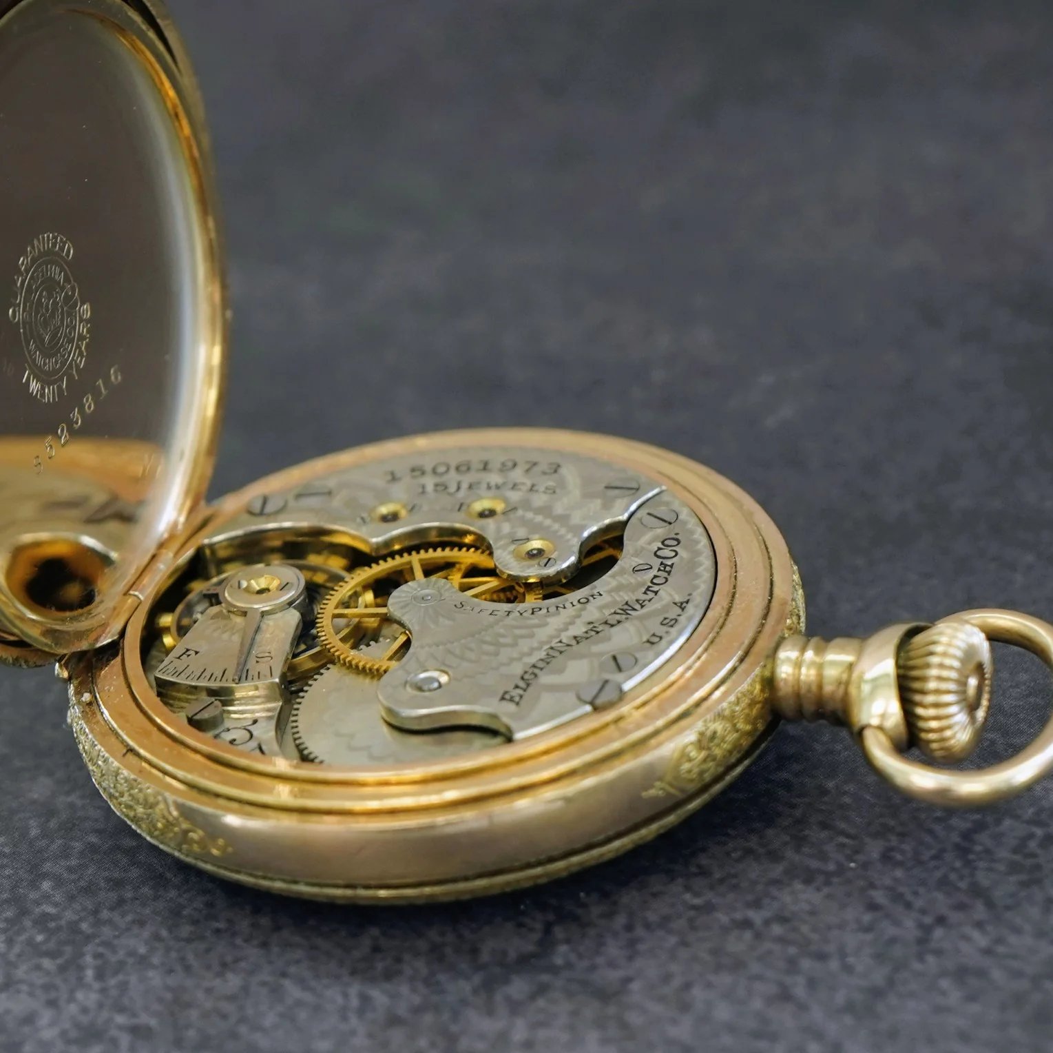 1911 Elgin Pocket Watch 6s Hunter Case GF Grade 295 15 Jewels Roman Numerals USA - Image 10