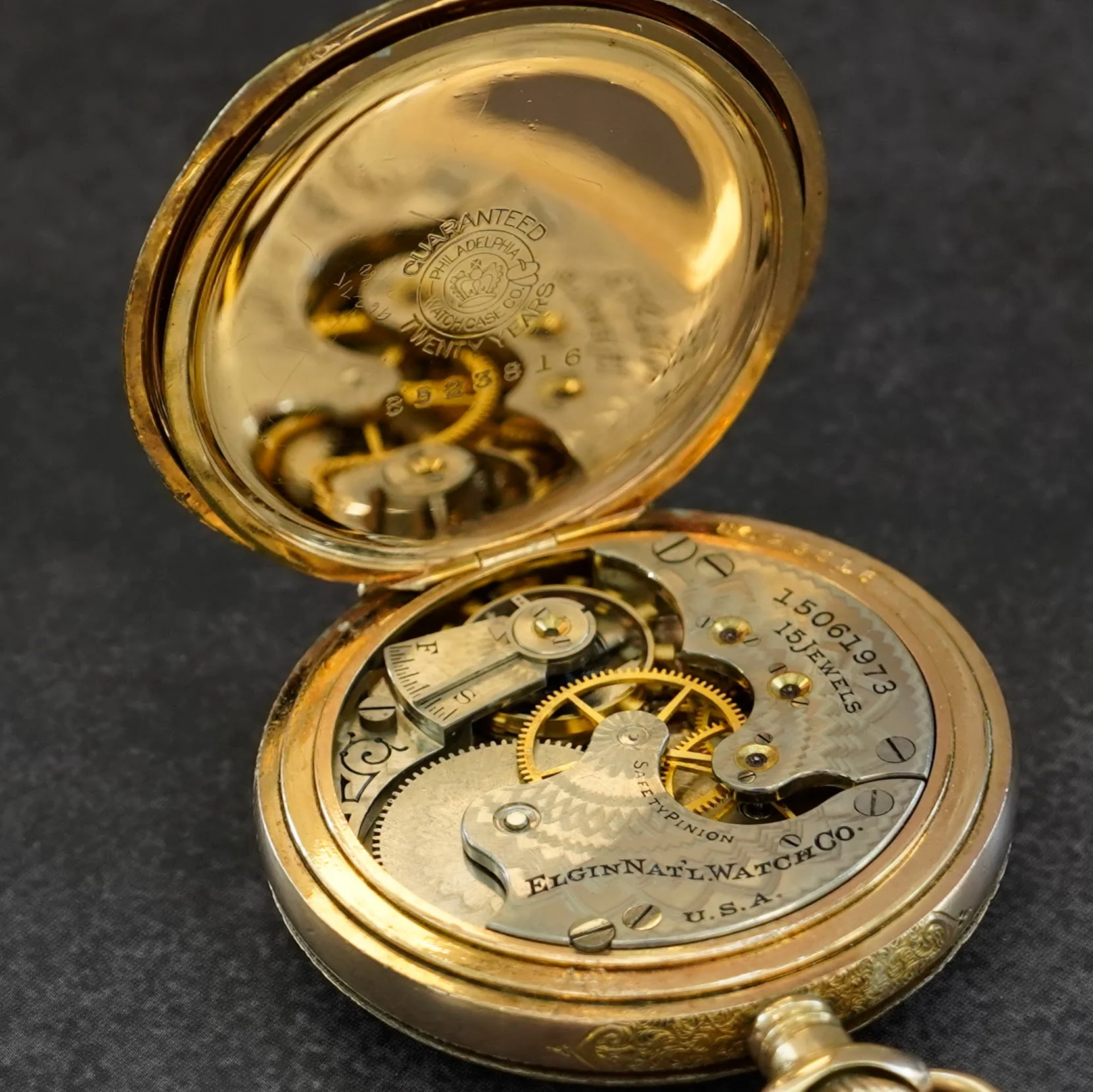 1911 Elgin Pocket Watch 6s Hunter Case GF Grade 295 15 Jewels Roman Numerals USA - Image 11