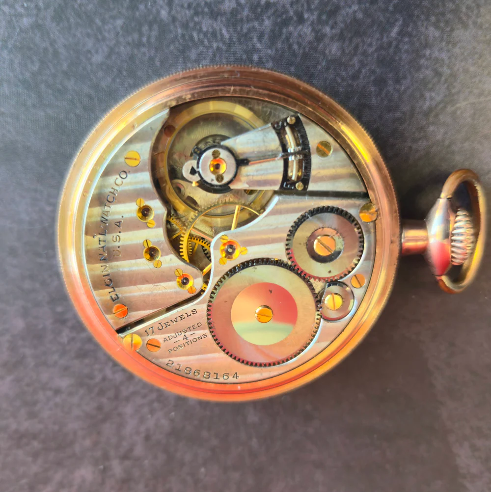 1919 ELGIN Pocket Watch Openface 16s Lever Set G.F. Grade 466 17J ADJ. U.S.A. - Image 10