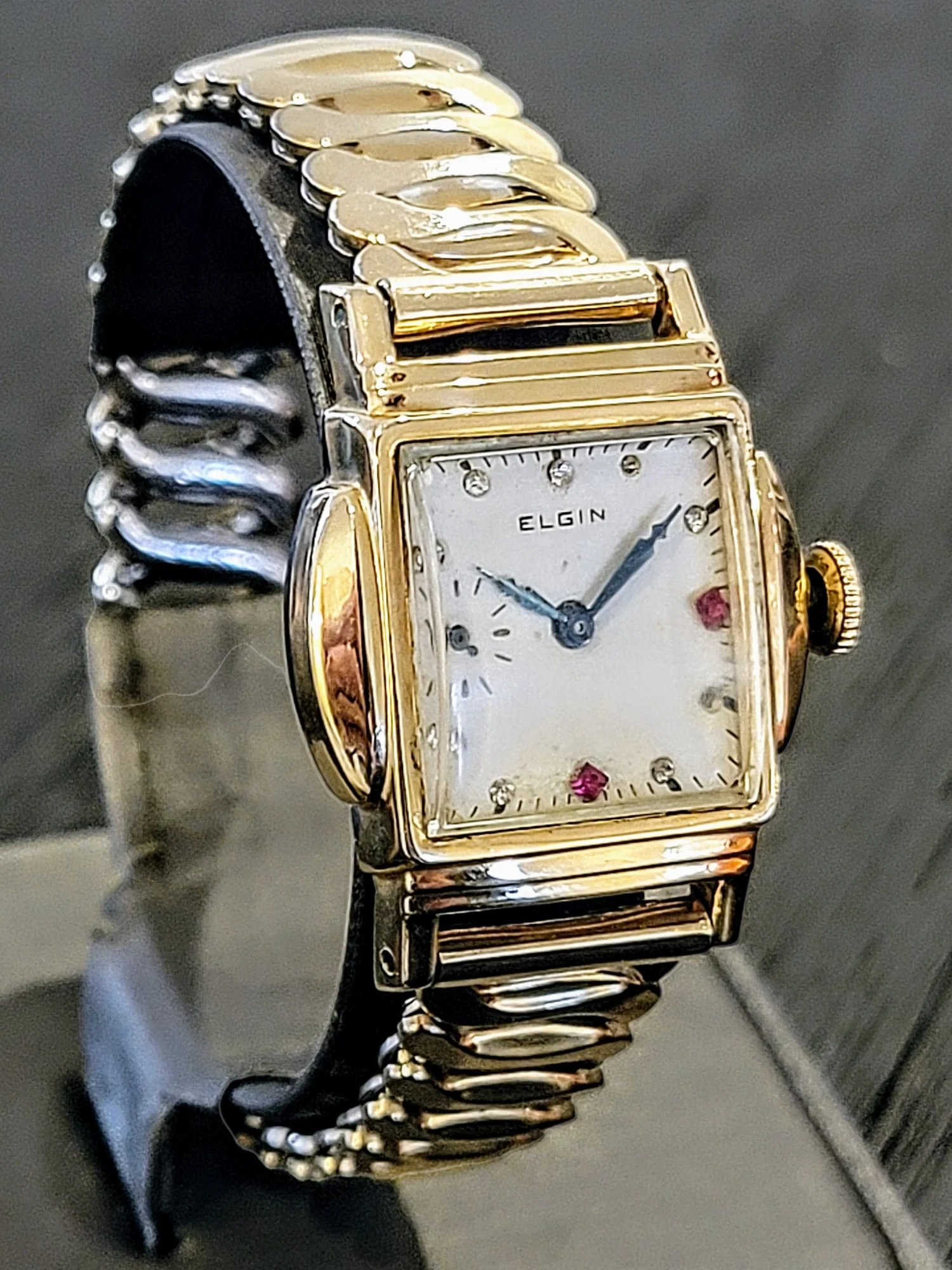 1920 ELGIN Watch Diamond & Ruby Dial Wristwatch Grade 431 U.S.A. - Image 3
