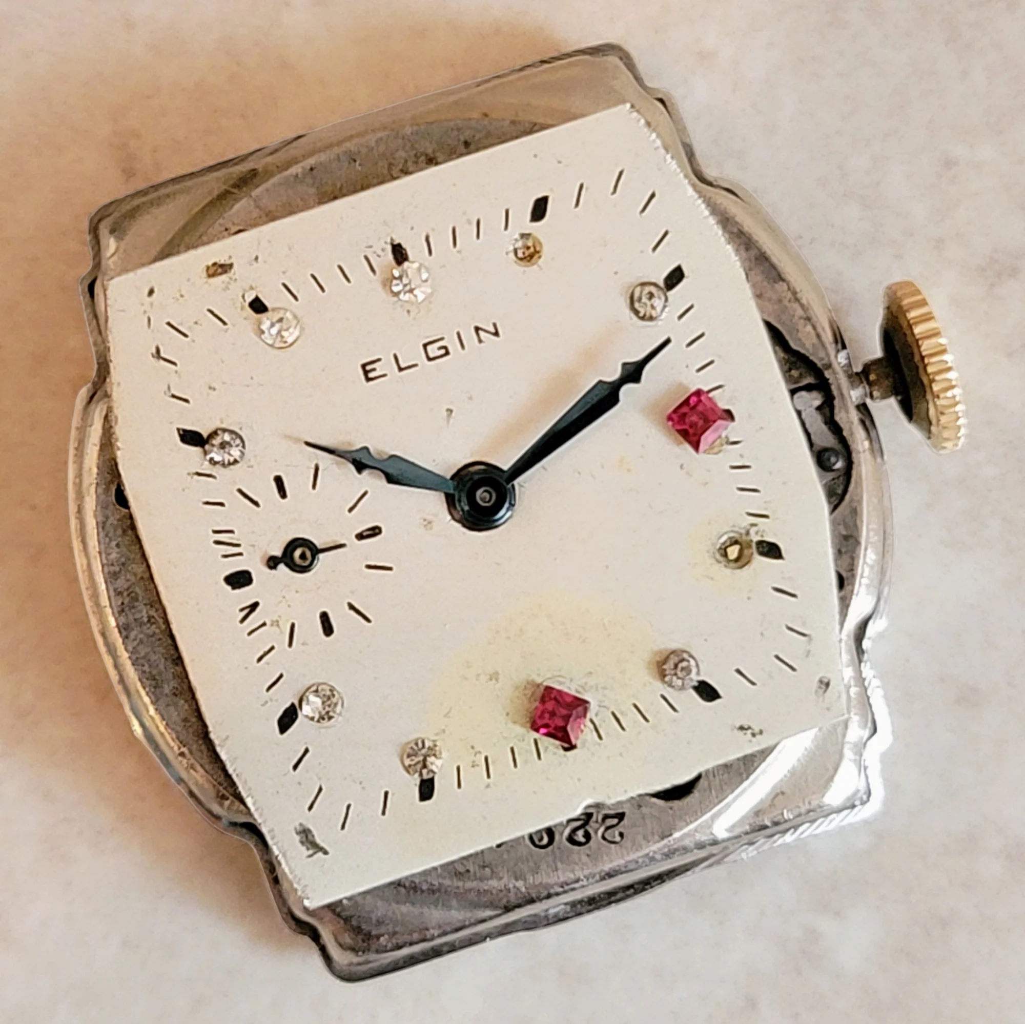 1920 ELGIN Watch Diamond & Ruby Dial Wristwatch Grade 431 U.S.A. - Image 9