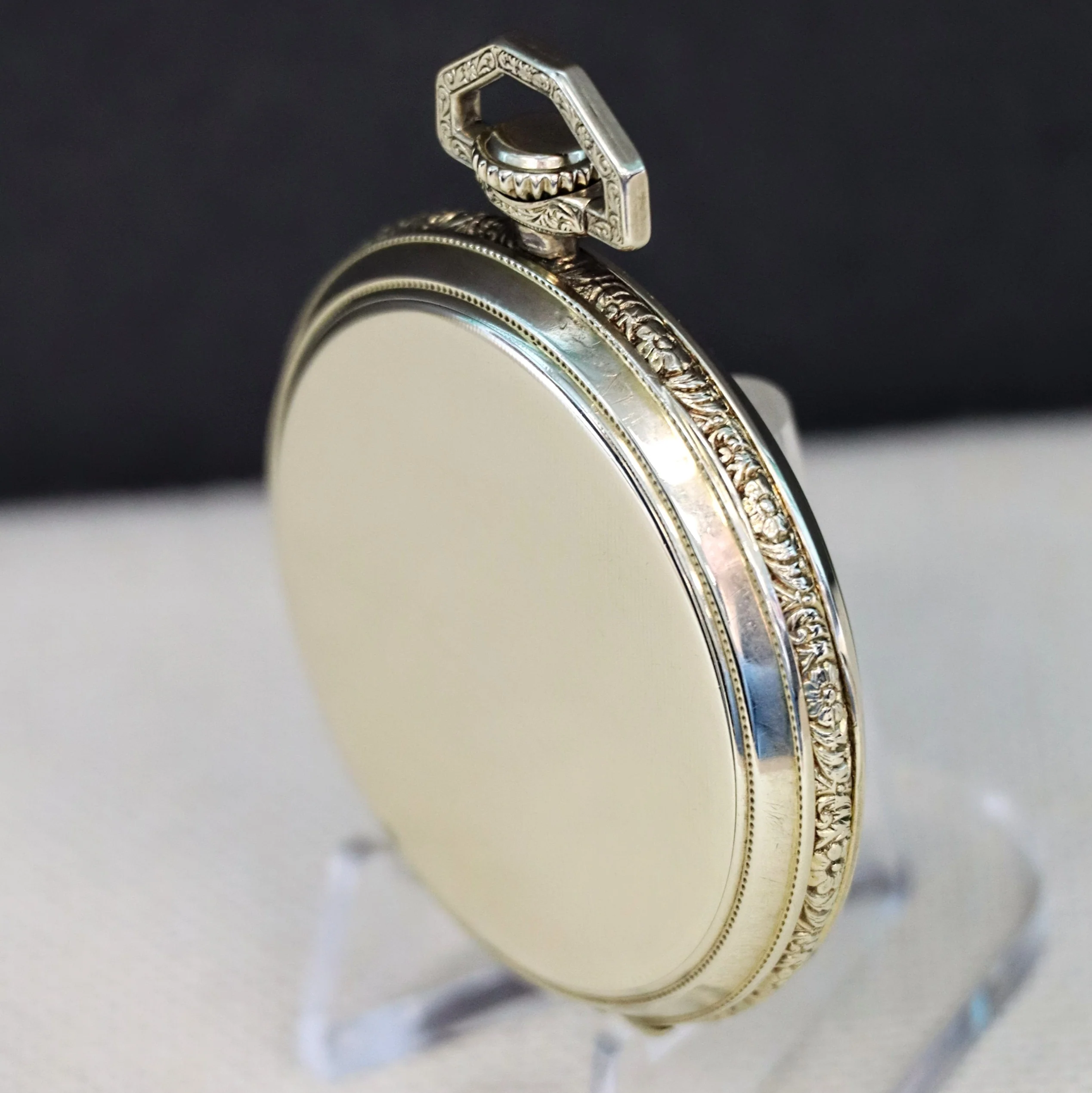 1922 ILLINOIS Dress Pocket Watch Openface 12s Grade 406 19 Jewels Adjusted 3 Positions Fancy Engraved Case - Image 5