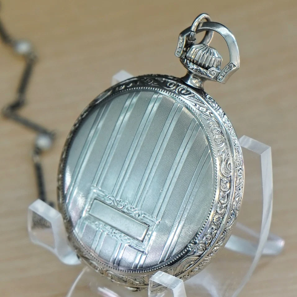 1923 ILLINOIS 14K White Gold Dress Pocket Watch 21 Jewels Openface 12s Grade 274 Adjusted 3 Positions - Image 10