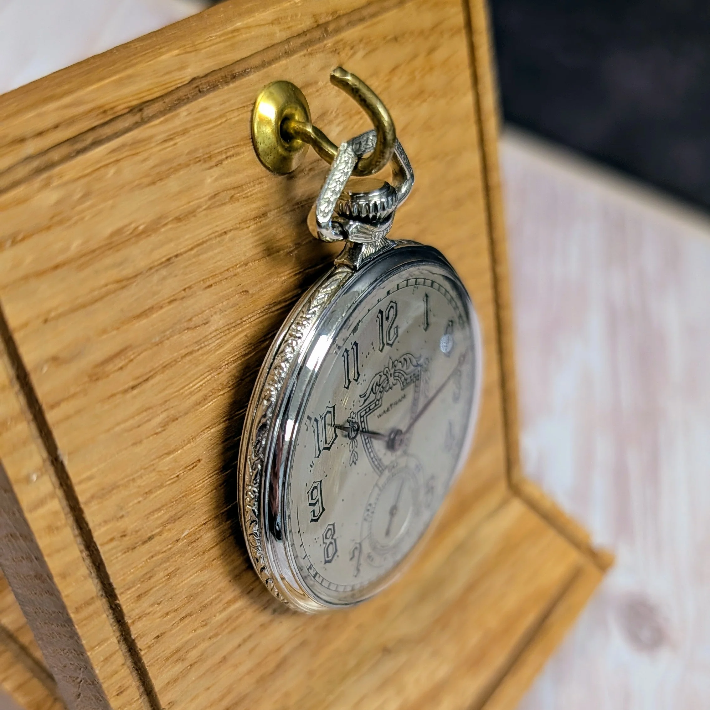 1924 Waltham Dress Pocket Watch 12s Grade 1225 17 Jewels White G.F. Openface - Image 6