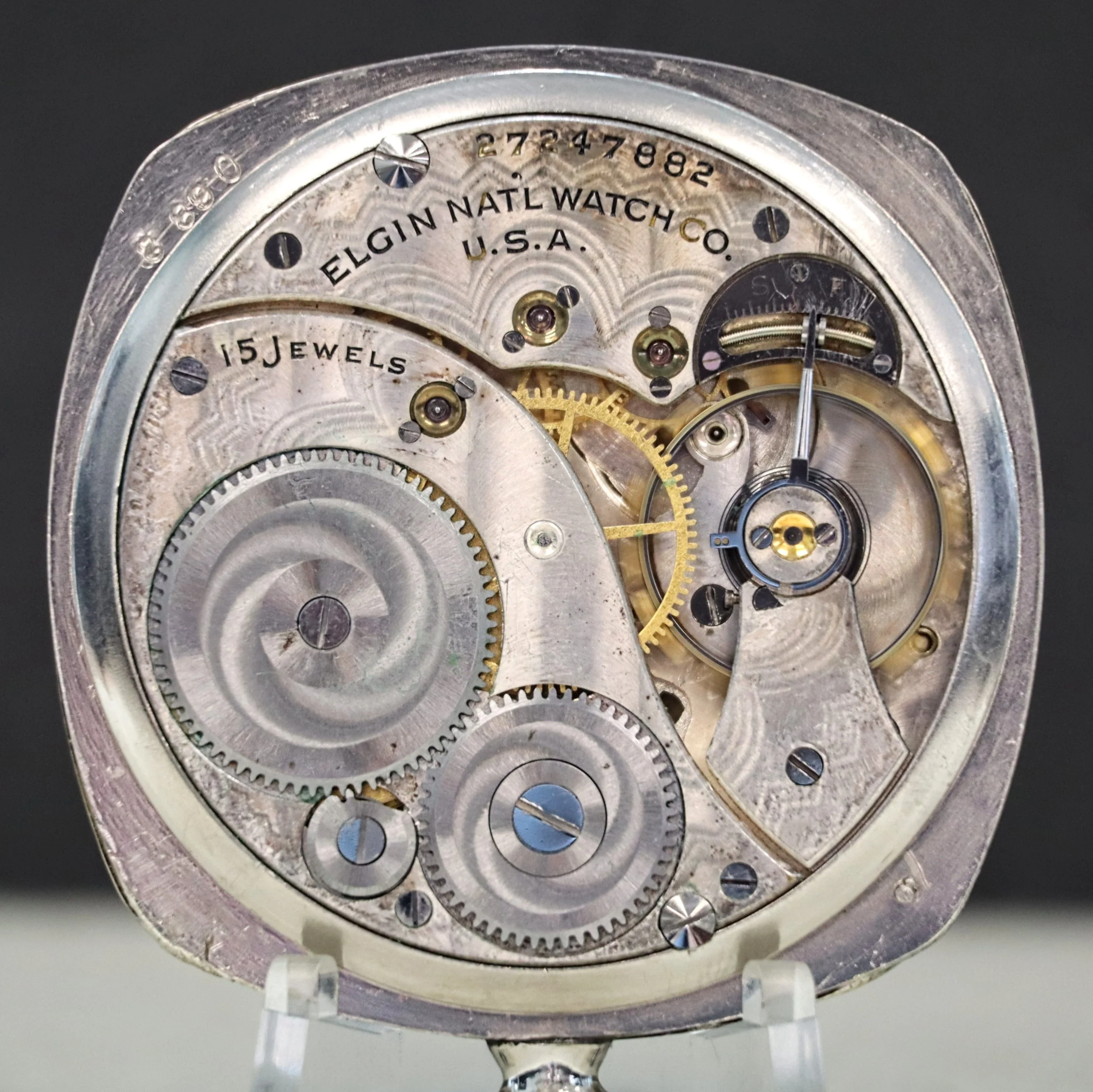 1925 ELGIN Dress Pocket Watch 12s 15 Jewels Grade 315 Fancy Engraved Decorative Cushion Case - Image 11