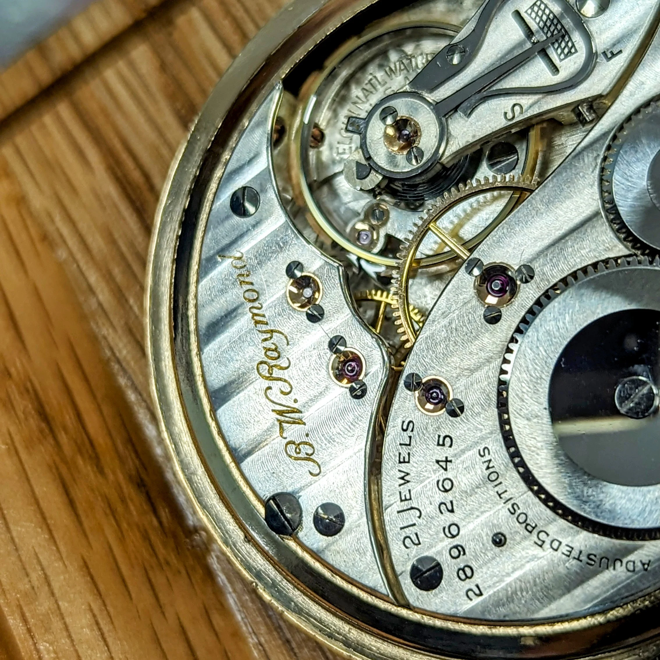 1926 ELGIN B. W. Raymond Pocket Watch Up Down Wind Indicator 21 Jewels 16s - Image 13