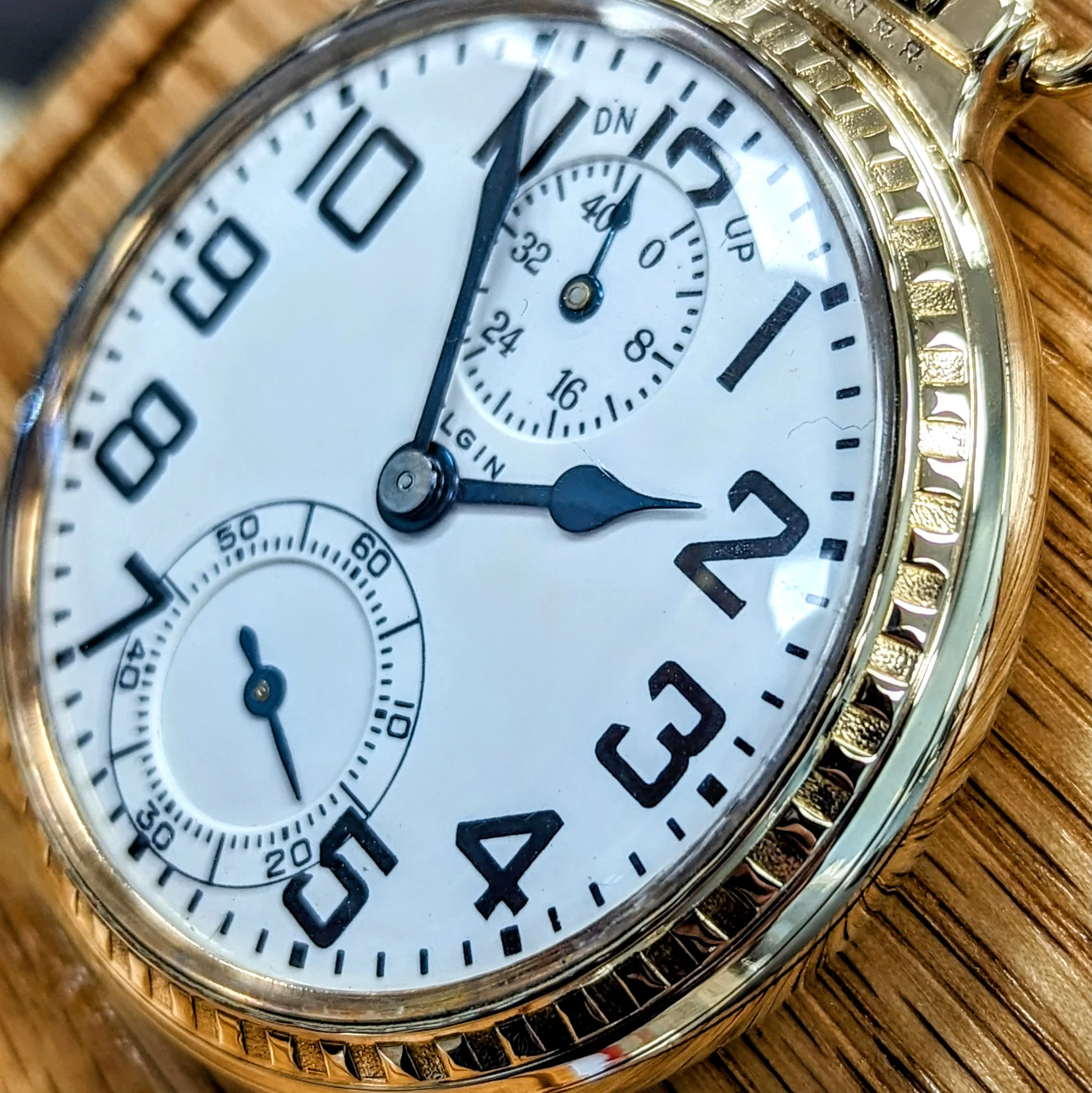 1926 ELGIN B. W. Raymond Pocket Watch Up Down Wind Indicator 21 Jewels 16s - Image 7