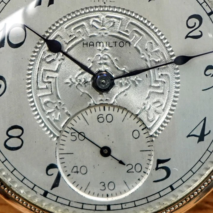 1926 HAMILTON Dress Pocket Watch 12s Grade 912 17 Jewels Adjusted Engraved Decorative 14K White G.F. - Case serial # 6871431 - Image 3