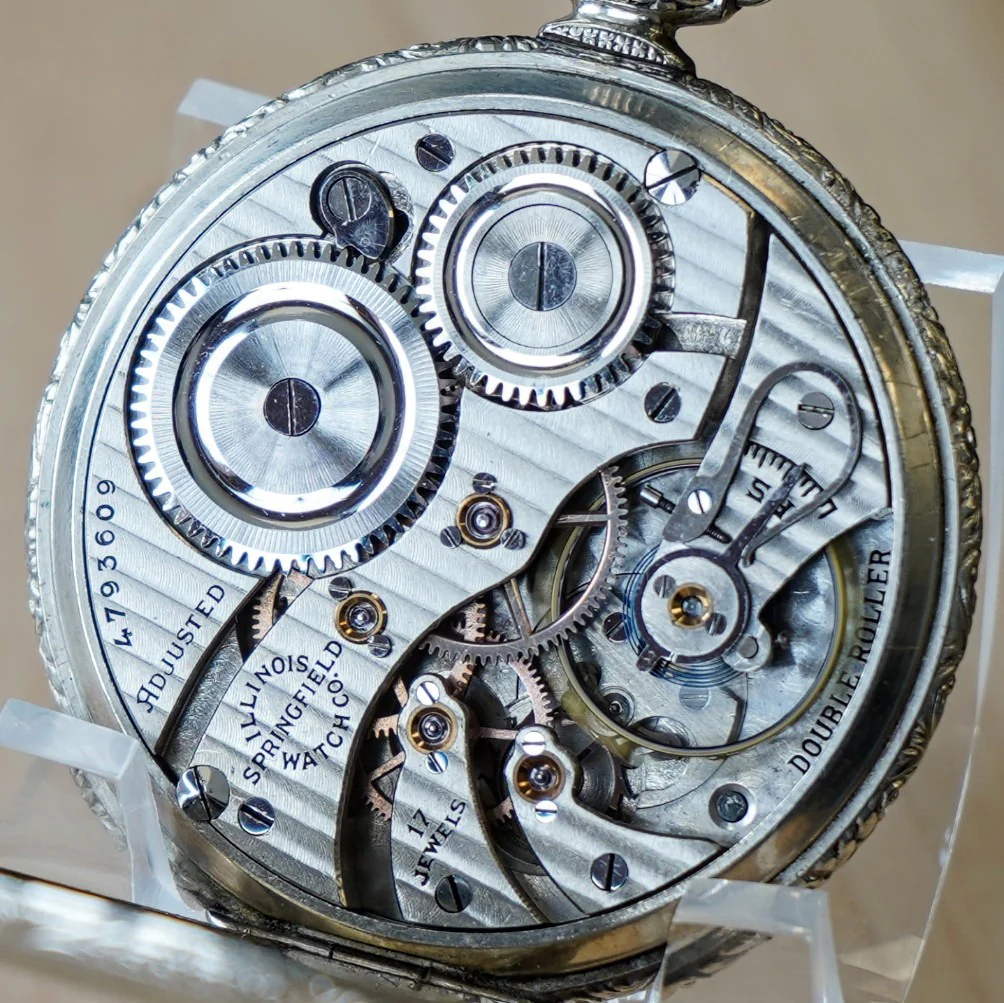 1926 ILLINOIS Pocket Watch Openface 12s 17 Jewels Grade 405 Adjusted 14K White Gold Filled - Image 11
