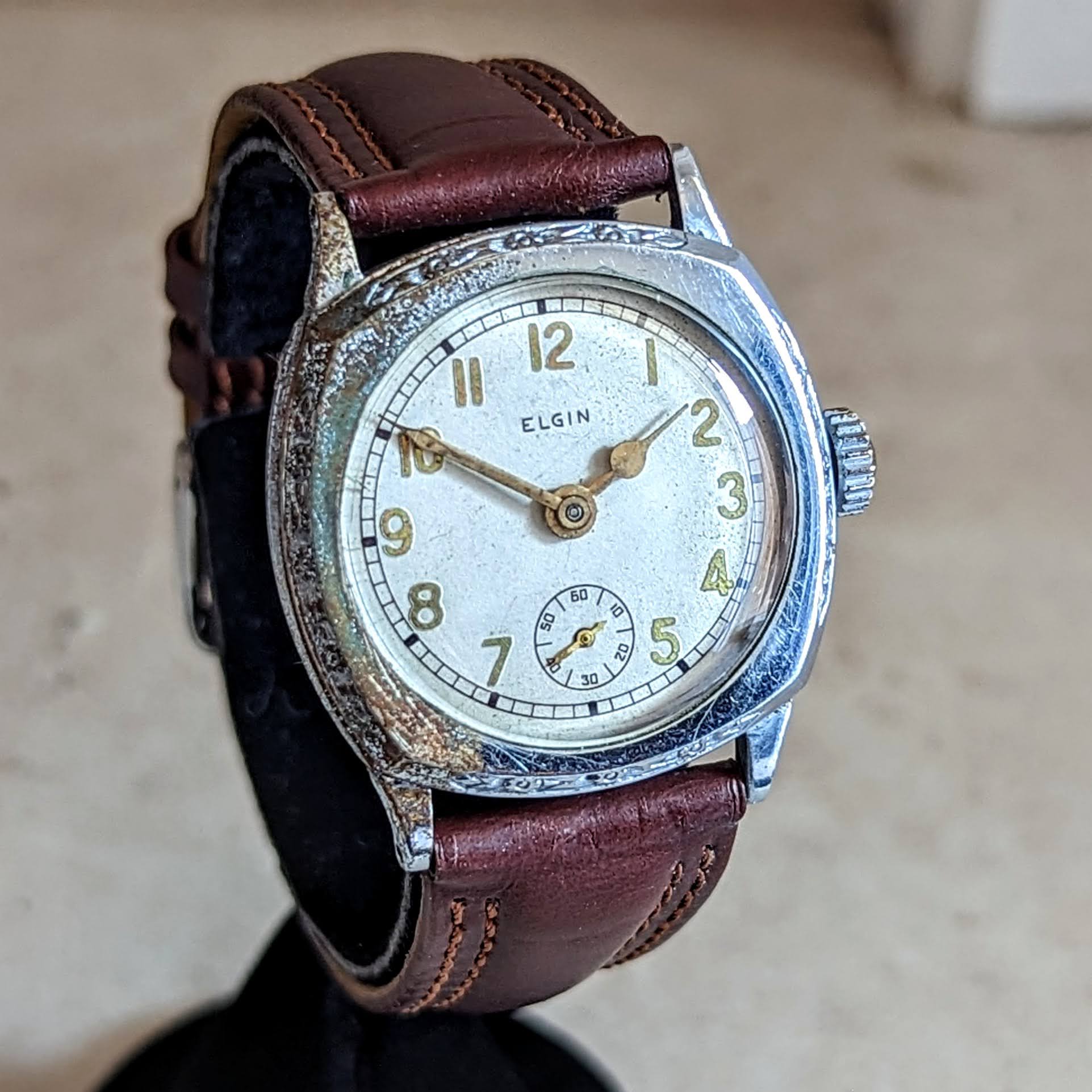 1928 ELGIN Art Deco Wristwatch Grade 464 Cushion Case  15 Jewels U.S.A. Made Watch - Image 3