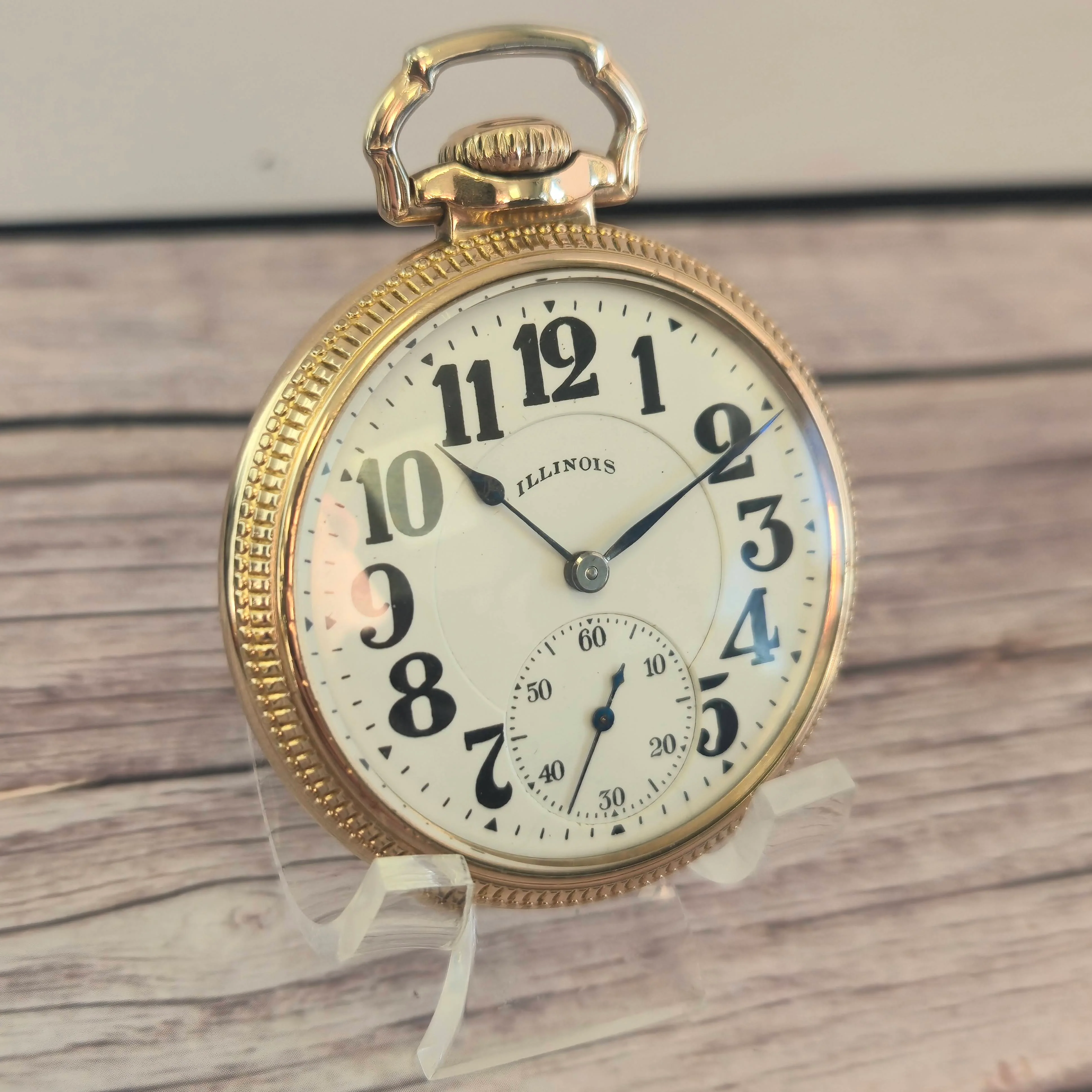 1928 Illinois Bunn Special 60Hrs. Railroad Pocket Watch 21 Jewels ADJ. 16s Openface 10K GF - Image 2