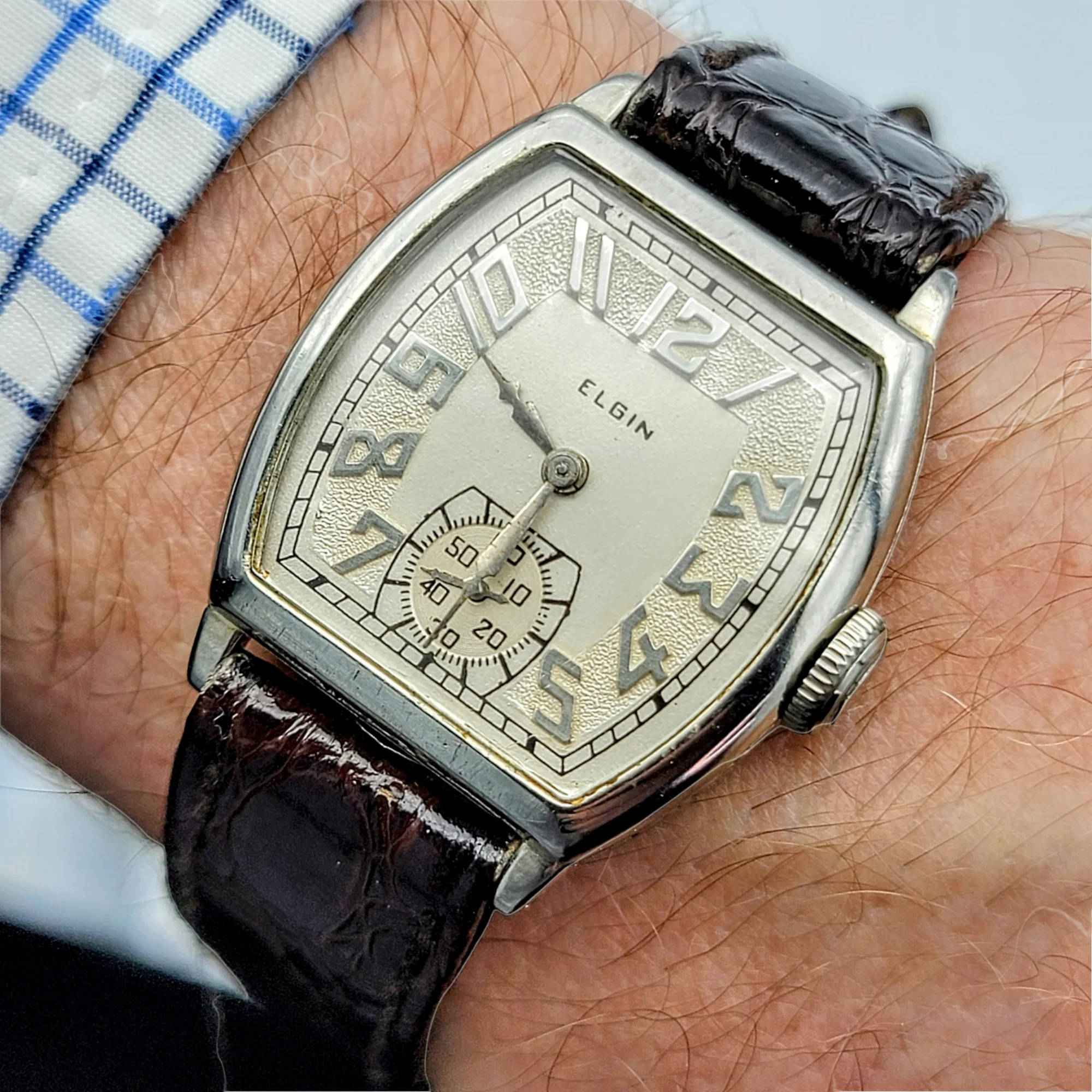1930 ELGIN 14K White Gold Watch 15 Jewels Grade 428 - Image 6