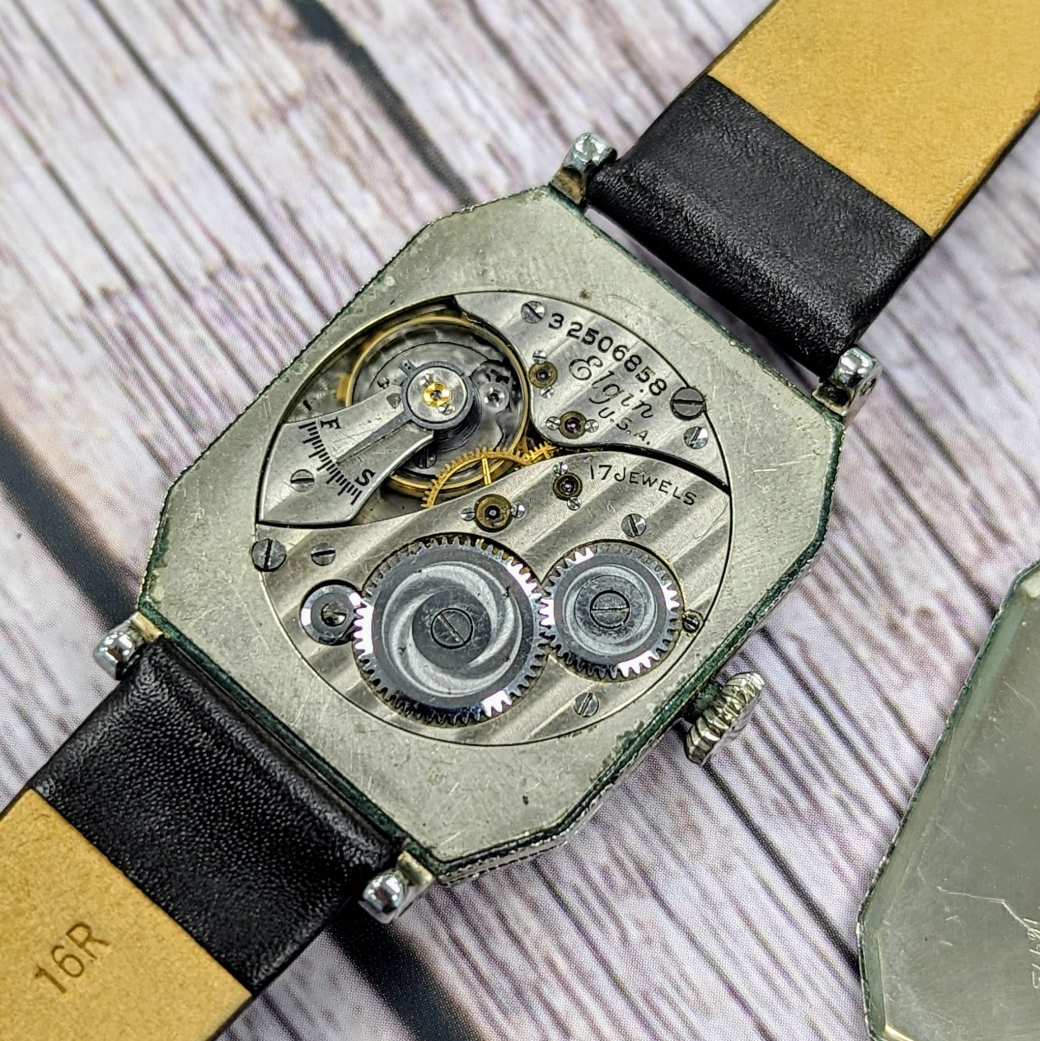 1930 ELGIN Watch 17 Jewels Grade 489 Art Deco Tank Case 14K White GF Wristwatch - Image 13