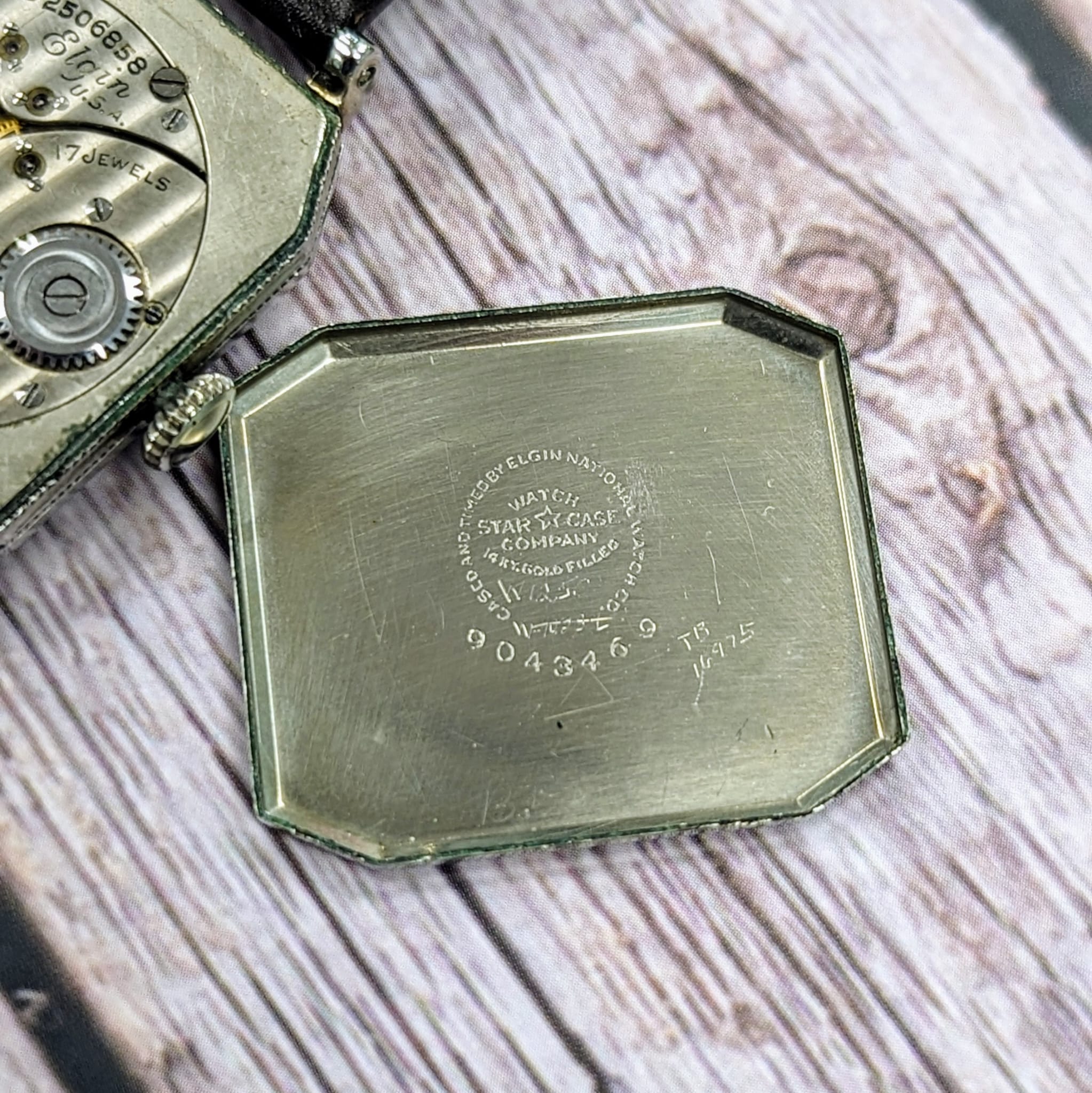 1930 ELGIN Watch 17 Jewels Grade 489 Art Deco Tank Case 14K White GF Wristwatch - Image 14