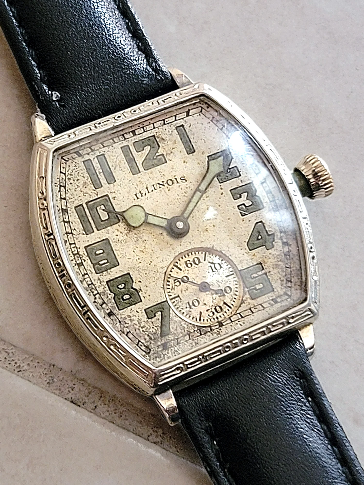 1930 ILLINOIS Whippet / Tonneau Watch 17 Jewels Cal. 307 Art Deco Engraved U.S.A. - Image 3
