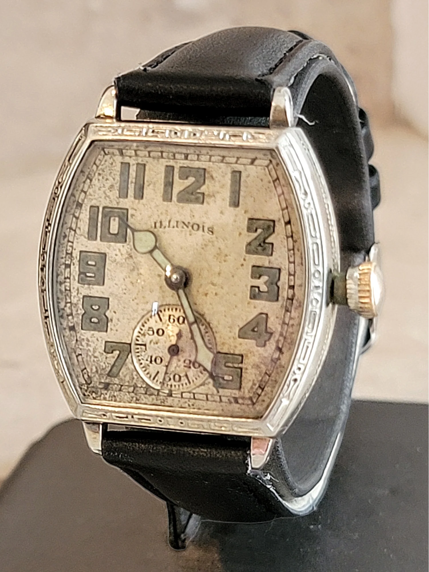 1930 ILLINOIS Whippet / Tonneau Watch 17 Jewels Cal. 307 Art Deco Engraved U.S.A. - Image 5