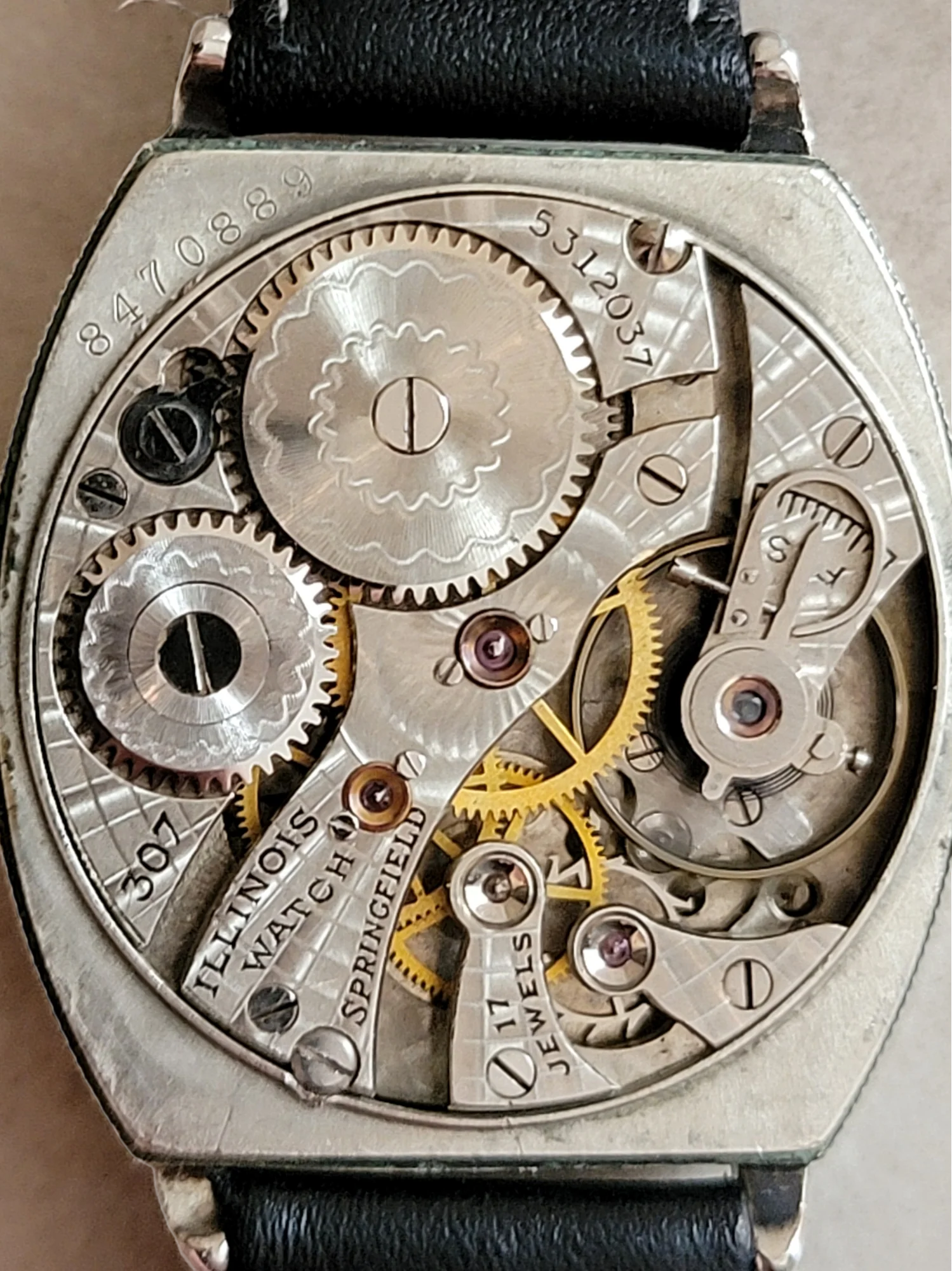 1930 ILLINOIS Whippet / Tonneau Watch 17 Jewels Cal. 307 Art Deco Engraved U.S.A. - Image 8