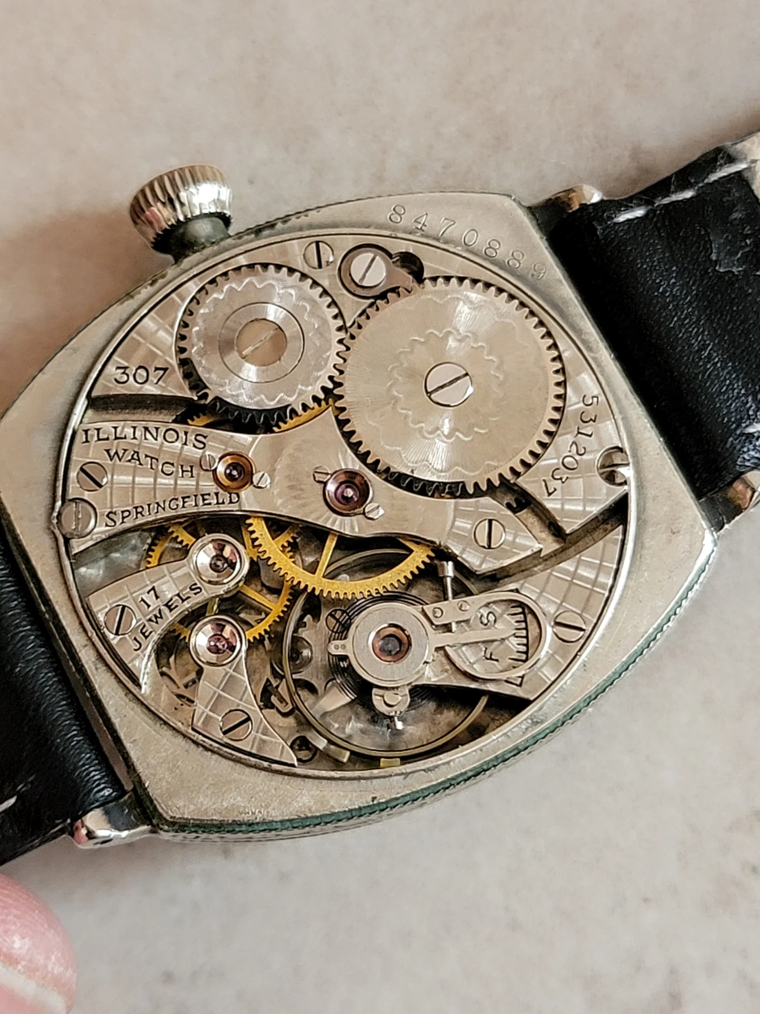 1930 ILLINOIS Whippet / Tonneau Watch 17 Jewels Cal. 307 Art Deco Engraved U.S.A. - Image 9