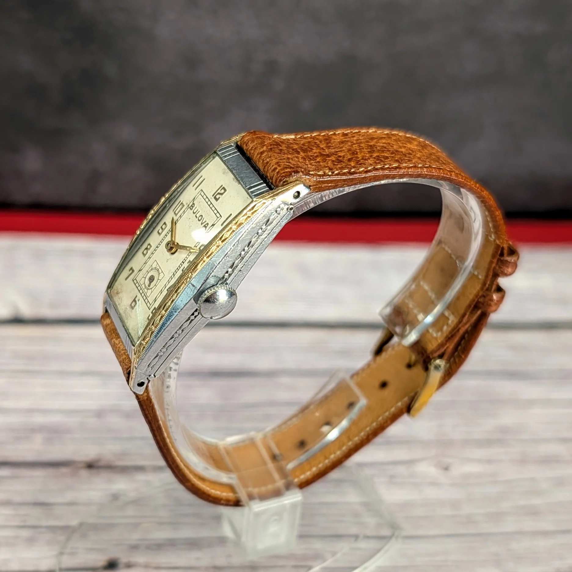 1931 Bulova Prentice Watch Two-Tone Tank Case 17 Jewels Cal 9AF Swiss Wristwatch - Image 3