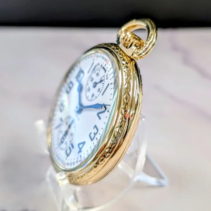 1934 Elgin B.W. Raymond Pocket Watch Railroad Grade 506 Lever Set 21 Jewels 16s Openface 10K G.F. Up Down Indicator - Image 3