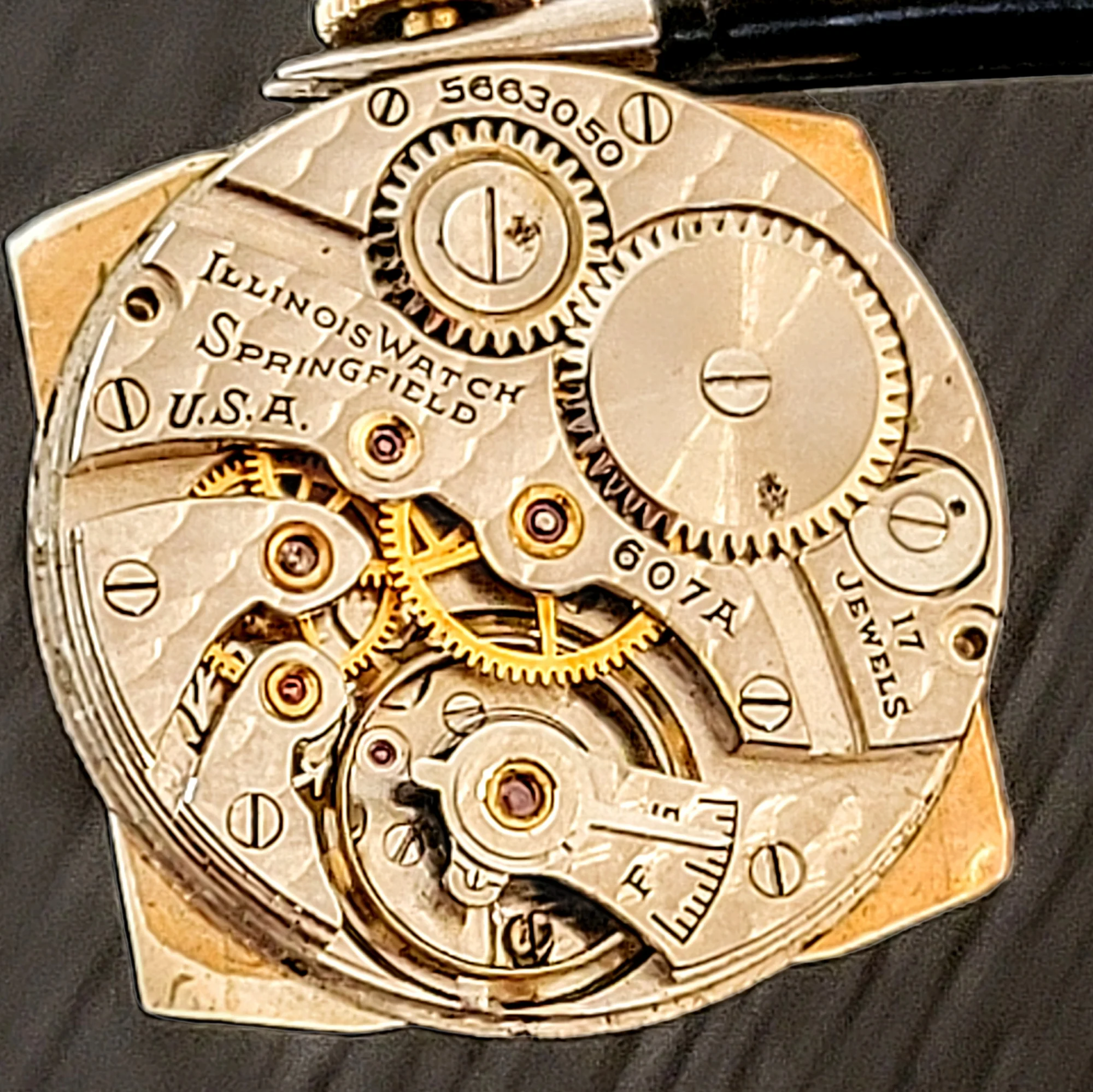1934 ILLINOIS Square Case Watch 17 Jewels Cal. 607A U.S.A. - Image 12