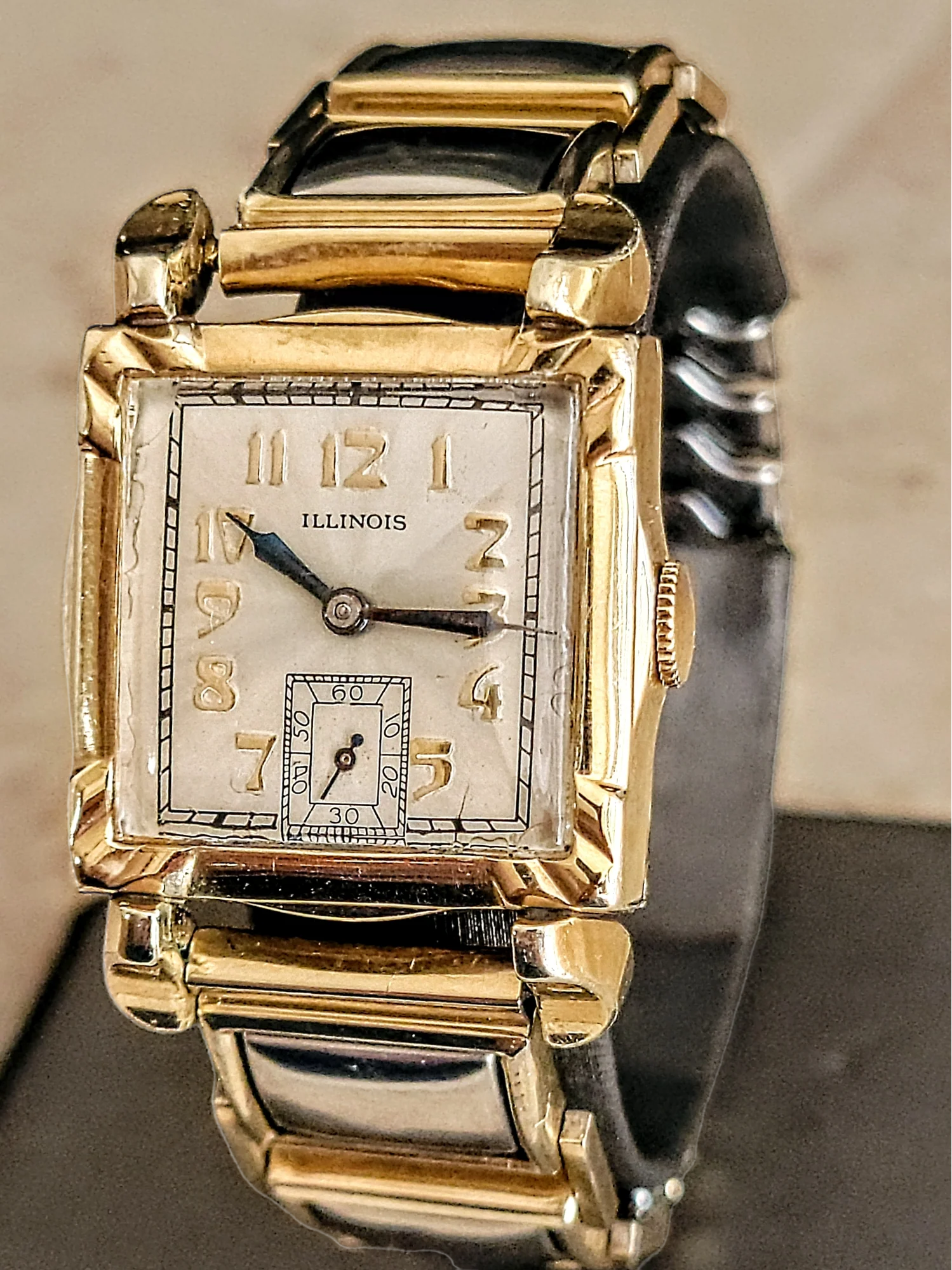1934 ILLINOIS Square Case Watch 17 Jewels Cal. 607A U.S.A. - Image 4