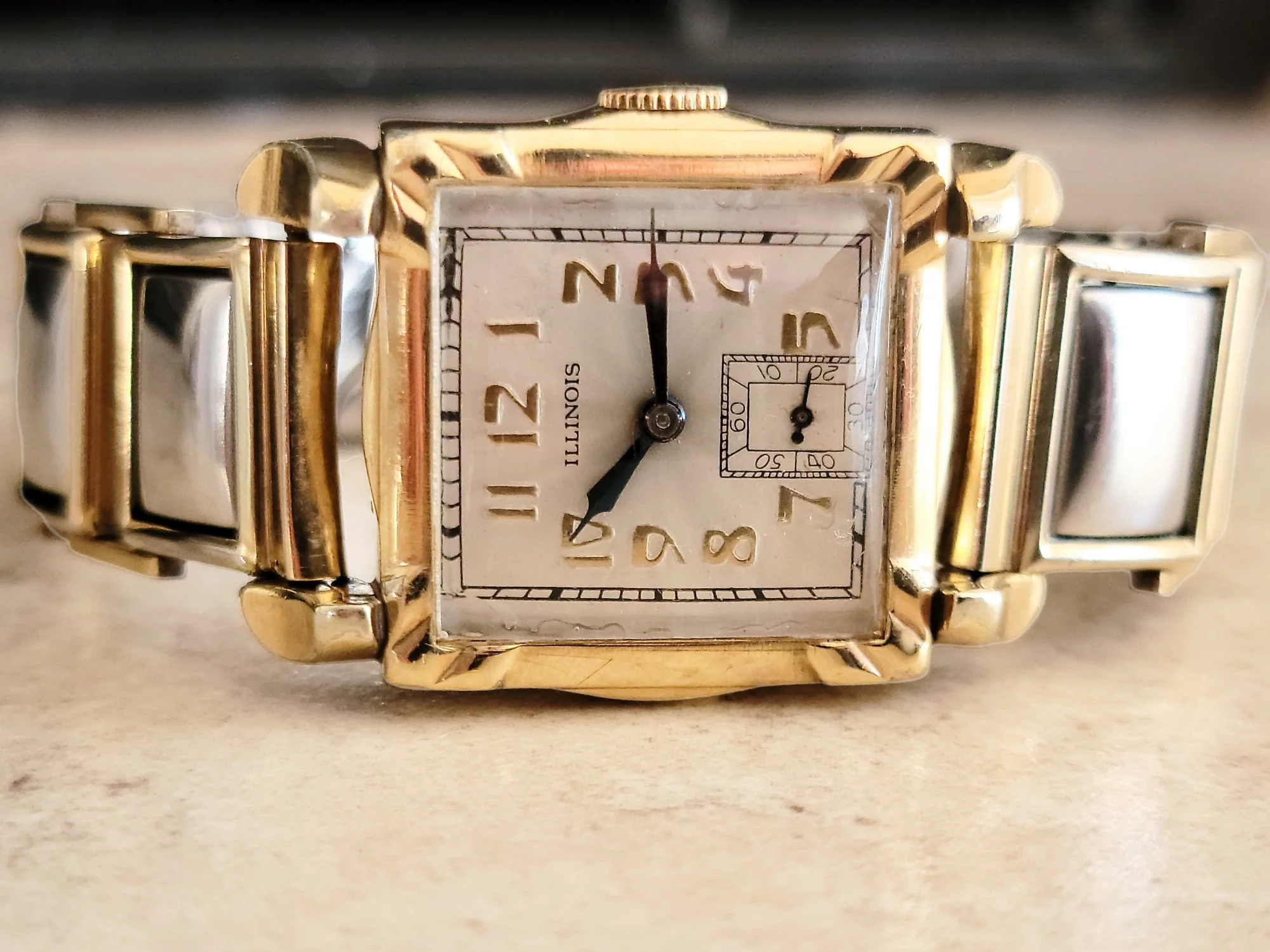 1934 ILLINOIS Square Case Watch 17 Jewels Cal. 607A U.S.A. - Image 5