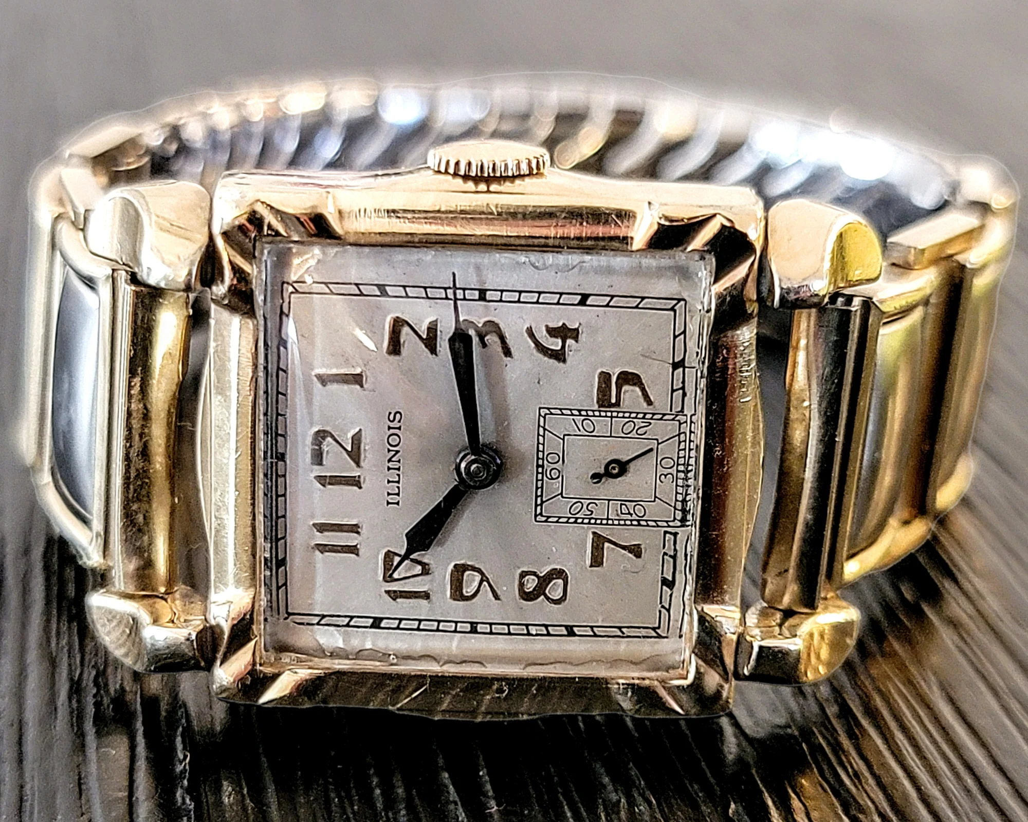 1934 ILLINOIS Square Case Watch 17 Jewels Cal. 607A U.S.A. - Image 6
