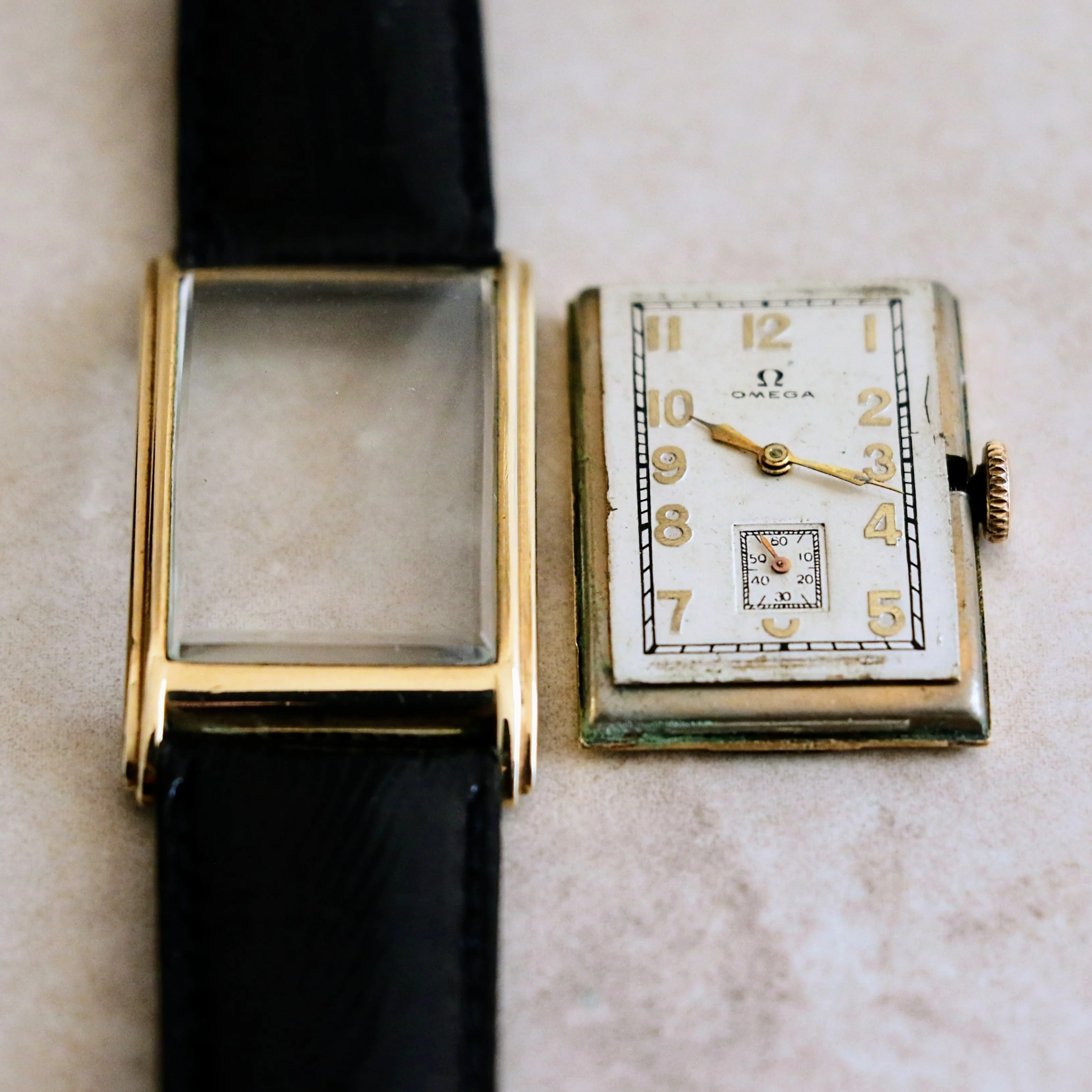 1934 OMEGA Jumbo Tank Watch Cal. T 17 14K Gold Filled Wristwatch - Image 11