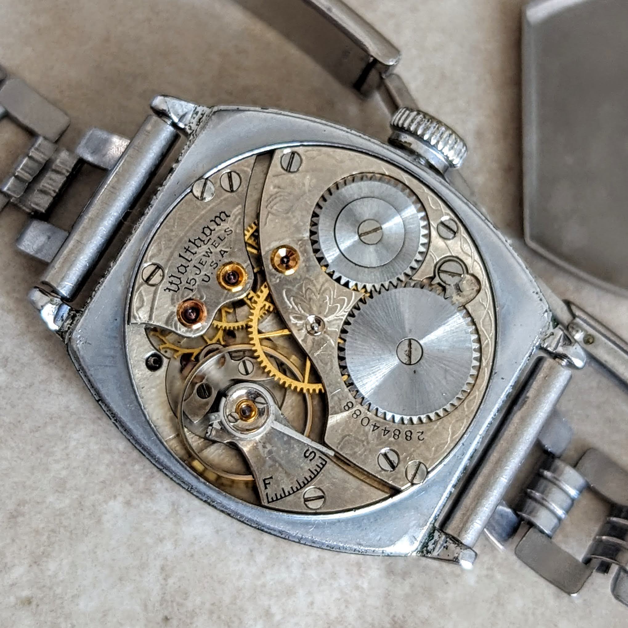 1935 Art Deco WALTHAM Wristwatch 15 Jewels Vintage U.S.A. Made Watch - Image 14