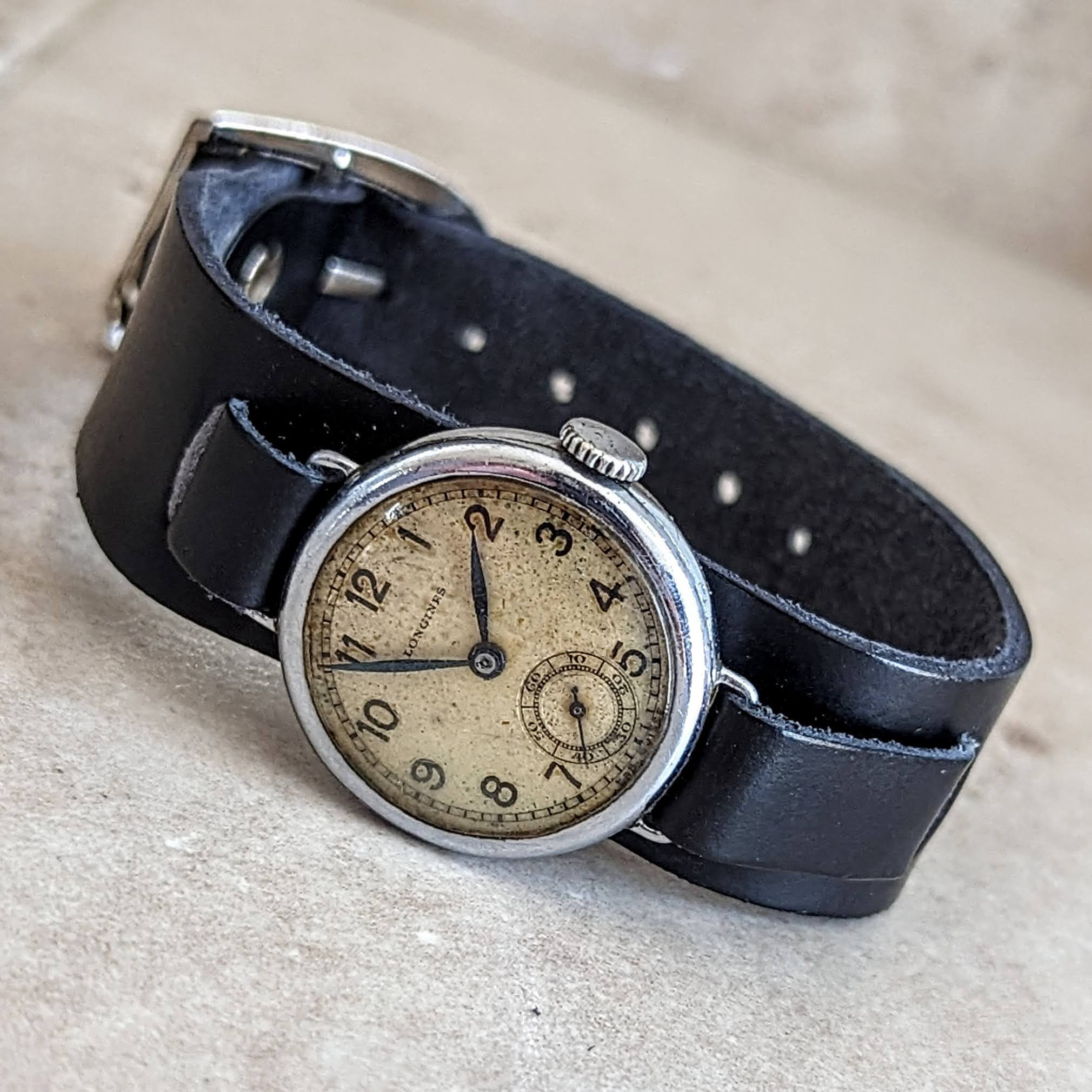 1935 LONGINES Military Wristwatch Cal. 10.68Z Wire Lug Trench Watch - Image 11