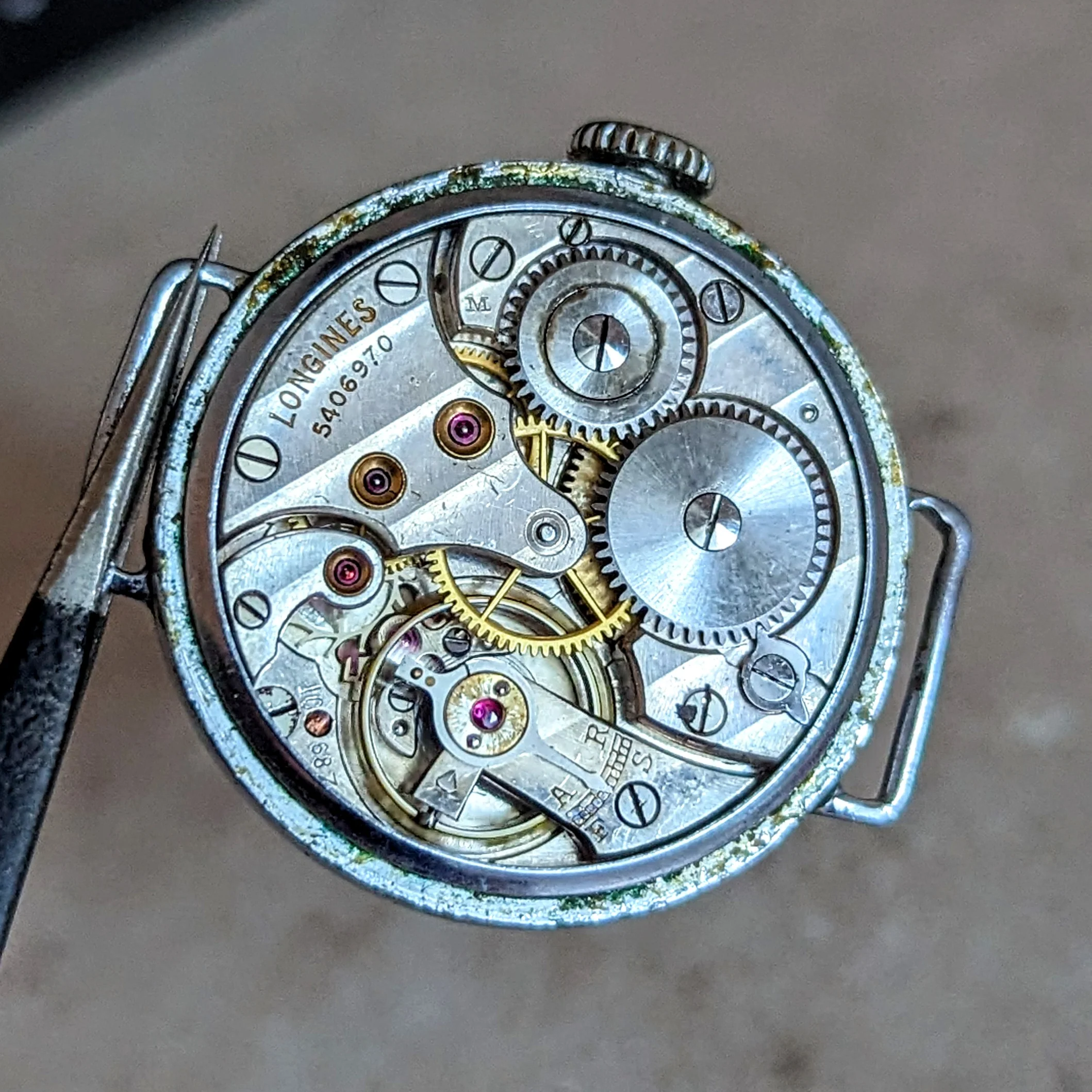1935 LONGINES Military Wristwatch Cal. 10.68Z Wire Lug Trench Watch - Image 15