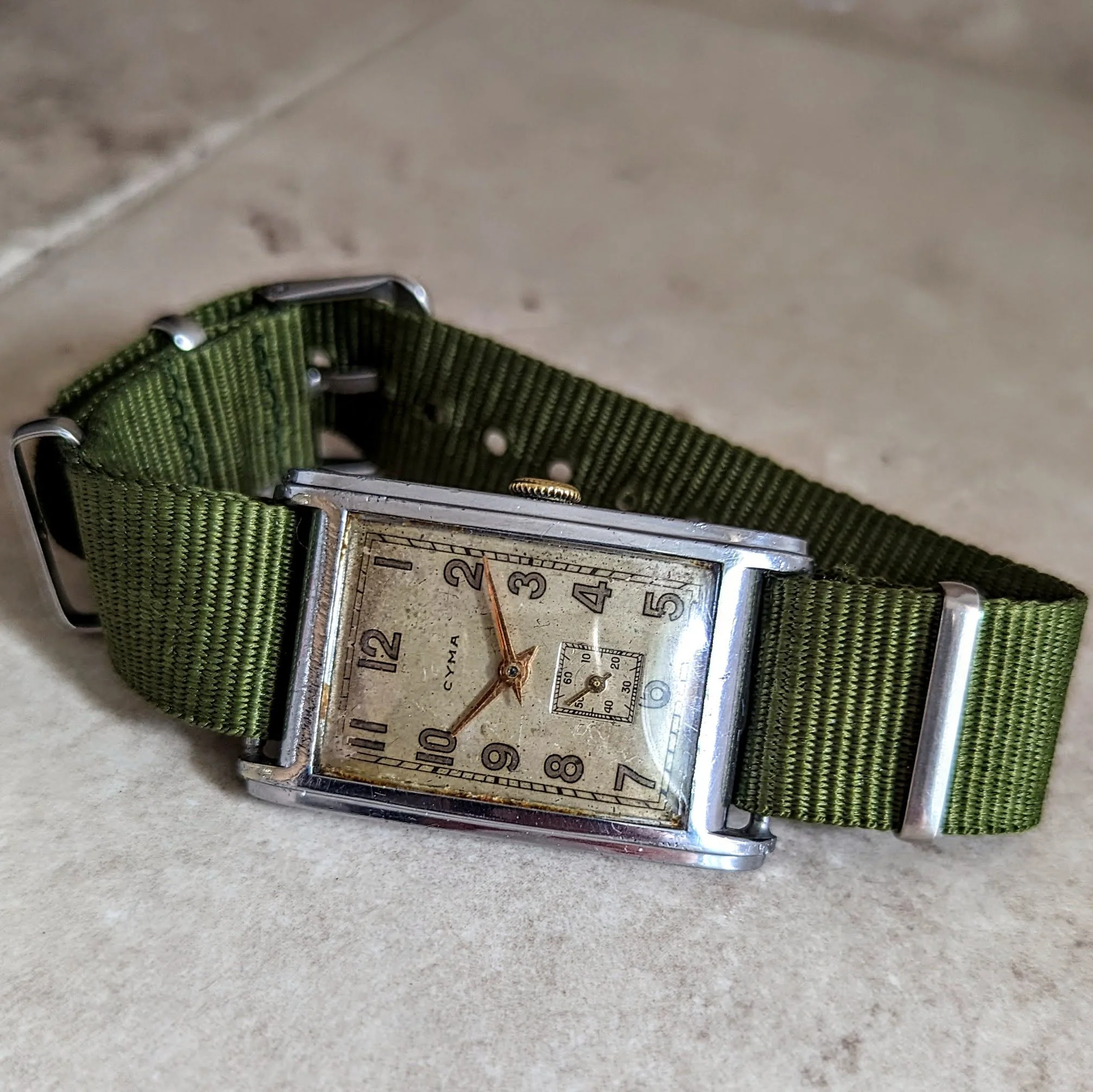 1940 CYMA Tank Case Wristwatch 15 Jewels Cal. Ref. 032D Swiss Made Watch - Image 9