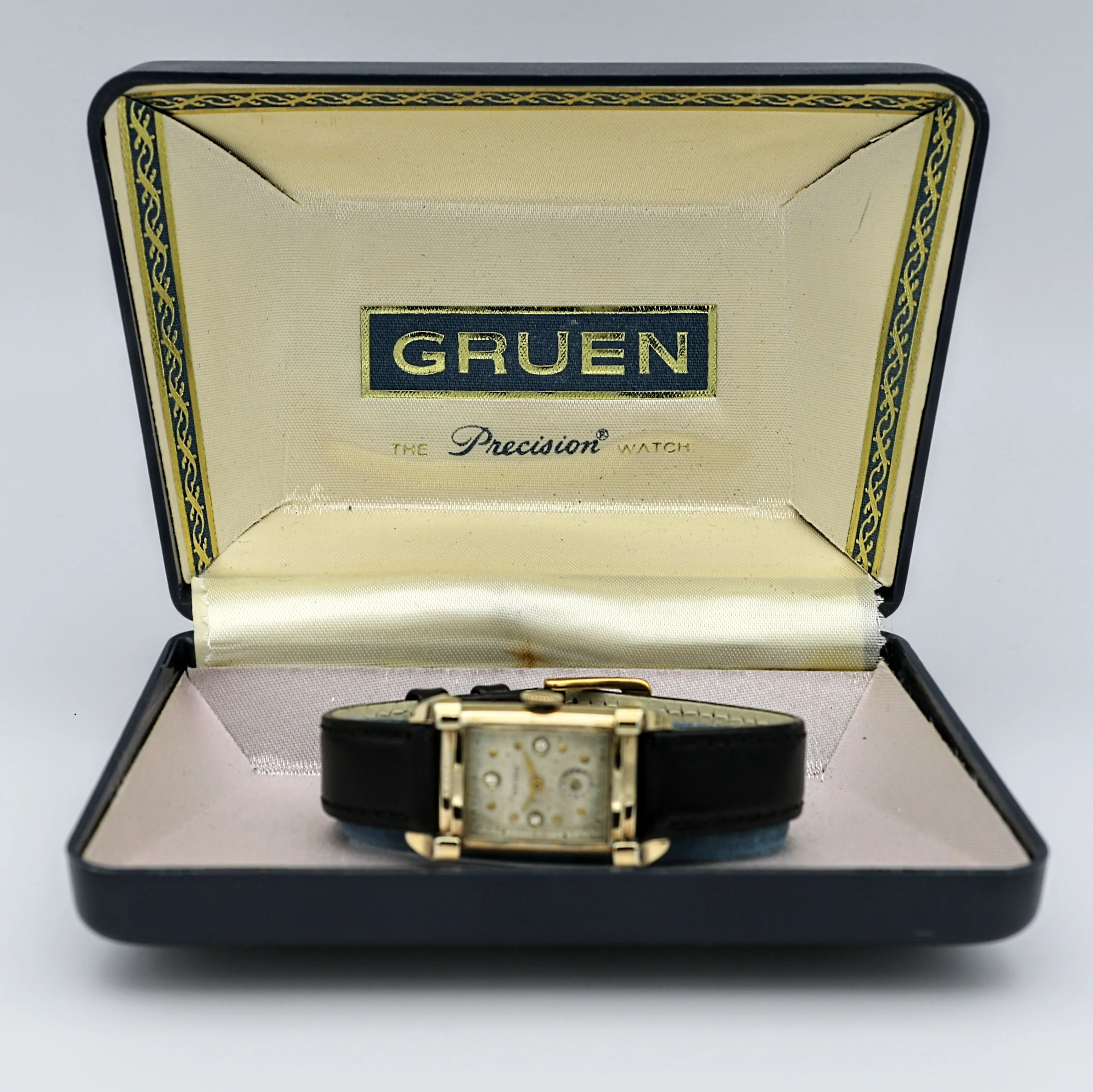 1940 GRUEN Watch Fancy Lugs - Diamond Dial Vintage Manual Wristwatch - In BOX! - Image 10